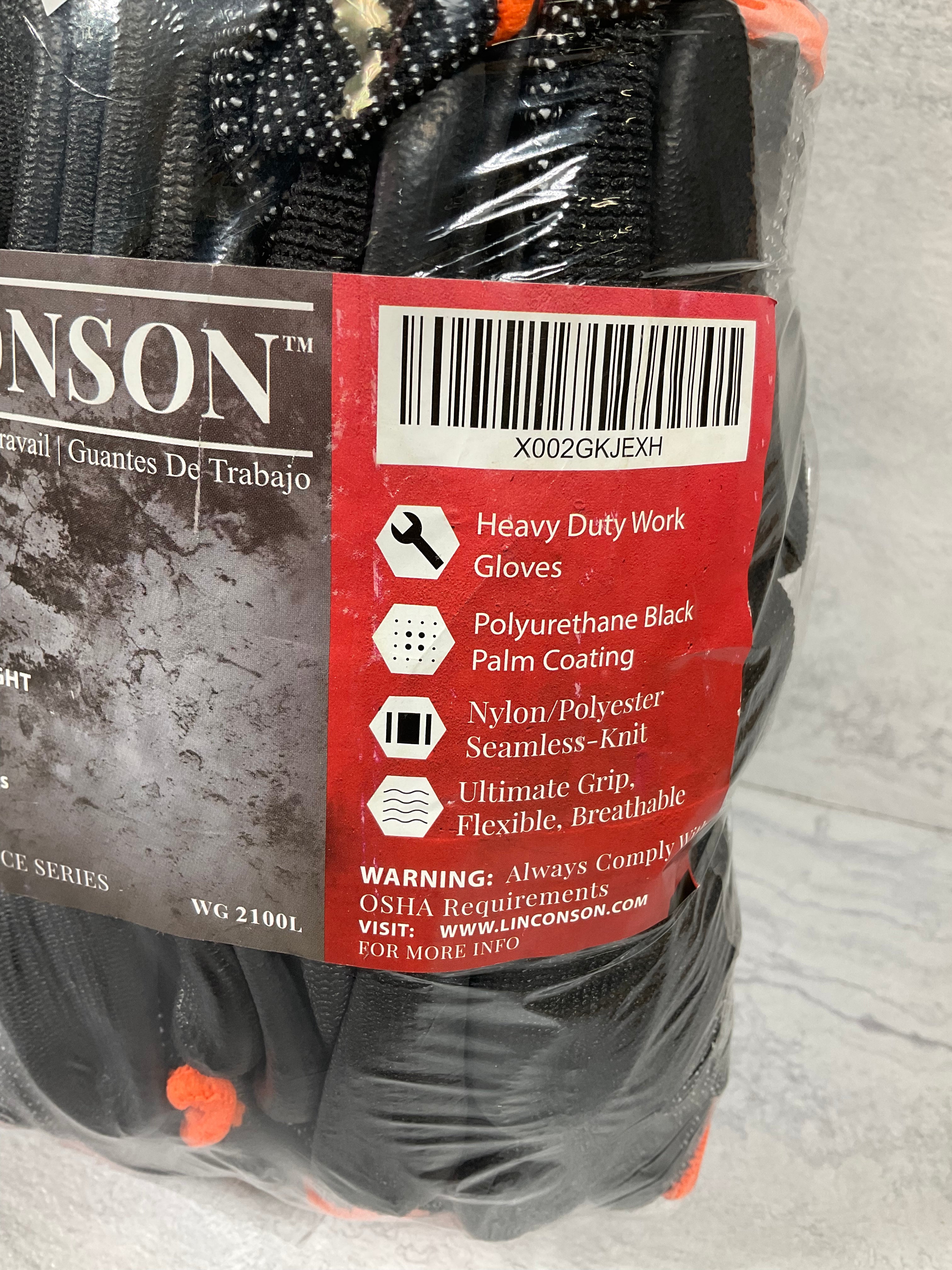20 Pair, Linconson Work Gloves, Large (6960134521015)