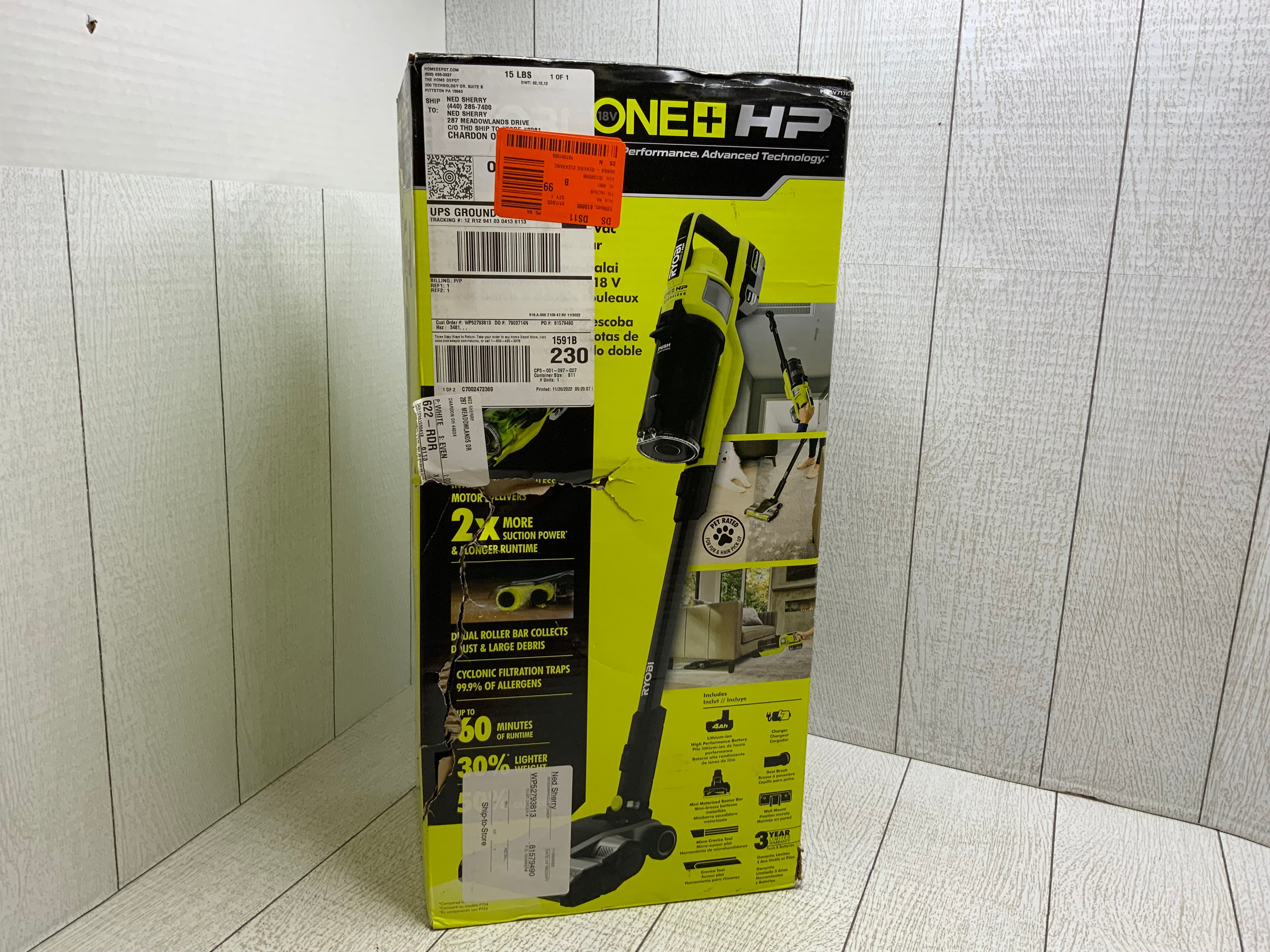 Ryobi ONE+ HP 18V Brushless Cordless Pet Stick Vac with Kit with Dual-Roller (8042005397742)