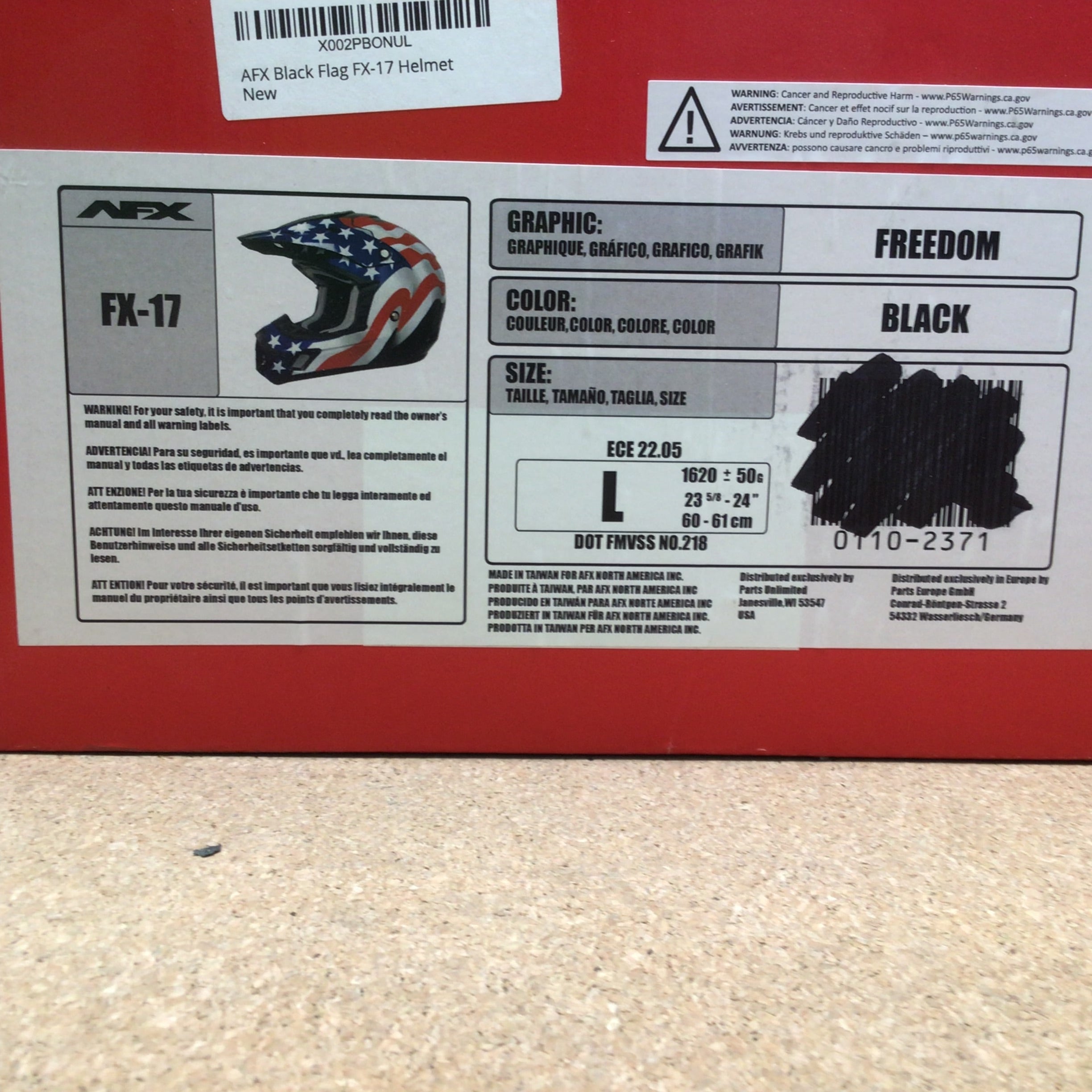 AFX FX-17 Helmet - Freedom - Black - Size Large (7953788731630)