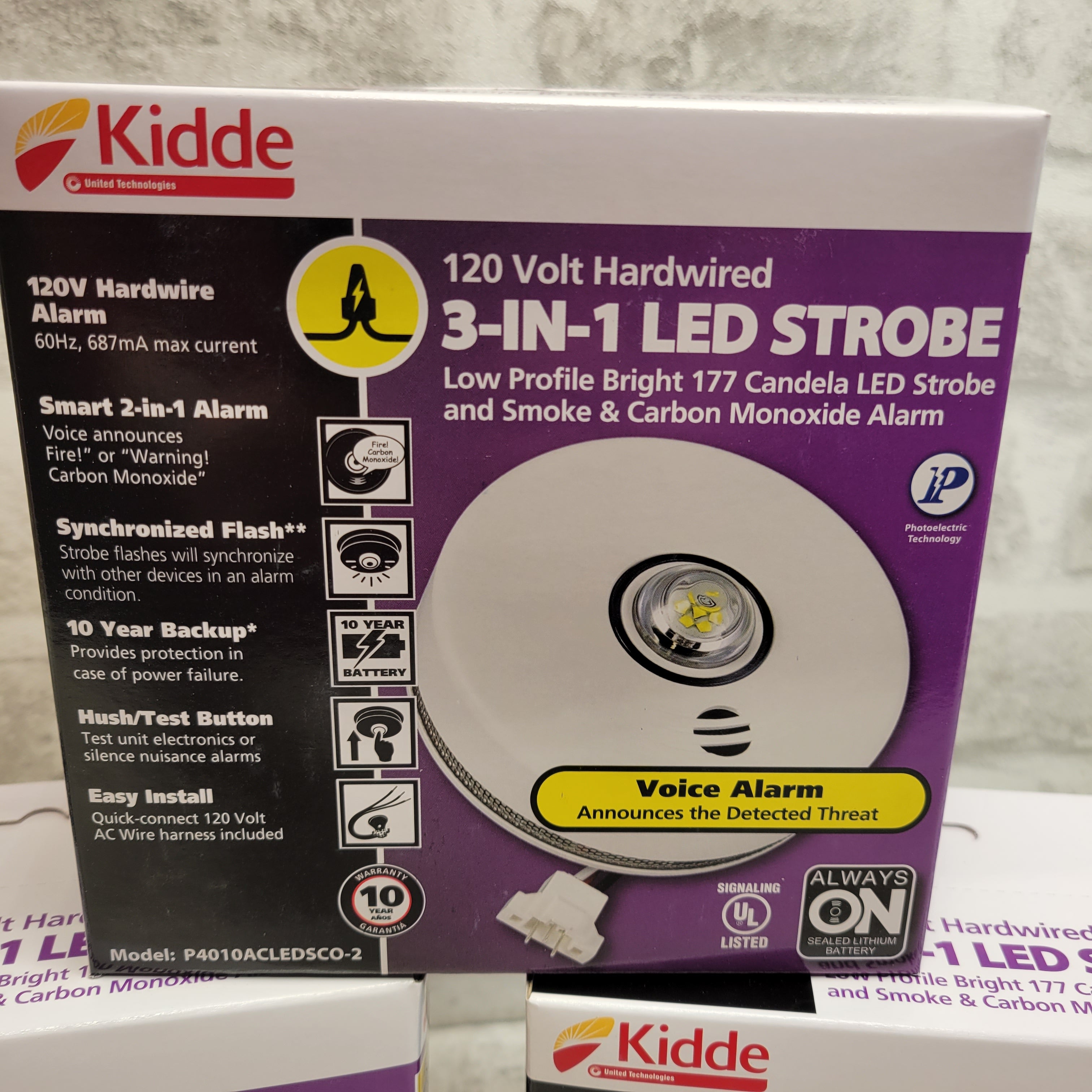 (Lot of 3) Kidde Smoke Detector, Hardwired Lithium Battery Backup & Strobe Light (7594281205998)