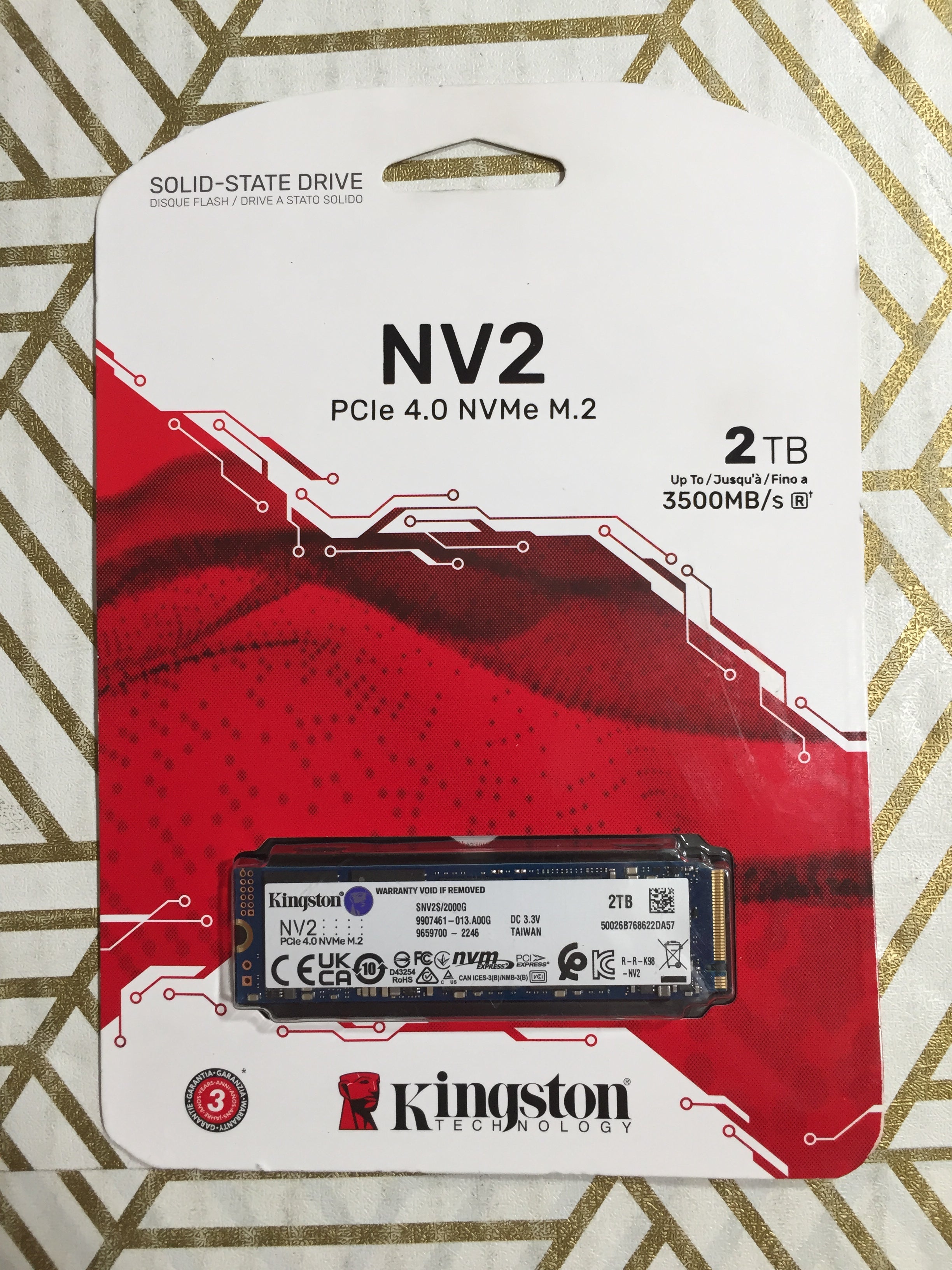 Kingston NV2 2TB M.2 2280 NVMe Internal SSD | SNV2S/2000G, White *SEALED* (8094749950190)