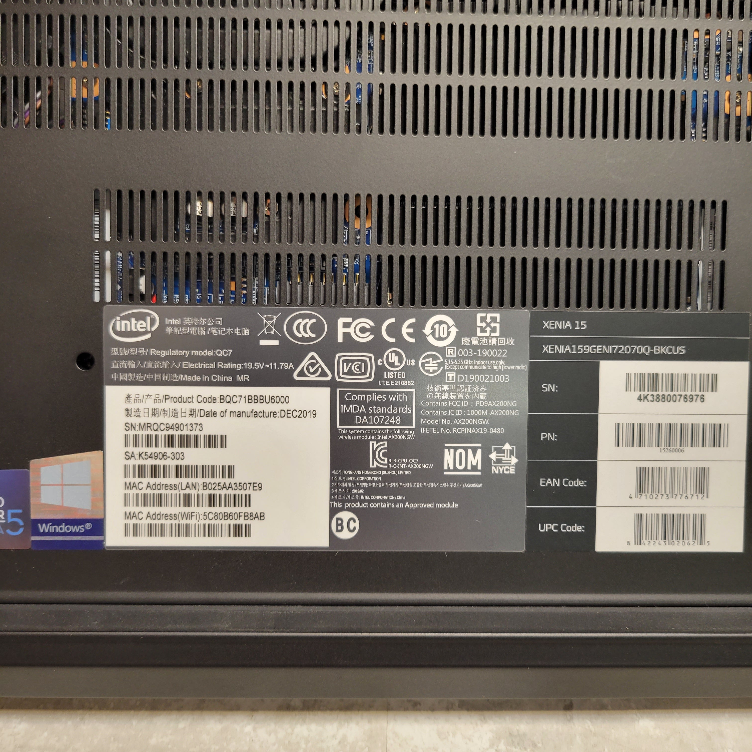XPG Xenia Intel i7-9750H RTX 2070 Max-Q 8GB, 1TB, Gaming Laptop *FOR PARTS* (8151606984942)