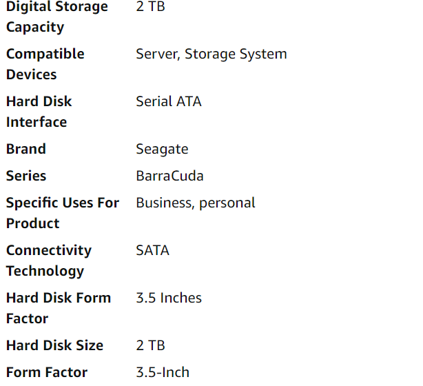 Seagate BarraCuda 2TB Internal Hard Drive HDD - ST2000DM008 - UNTESTED (7614760222958)