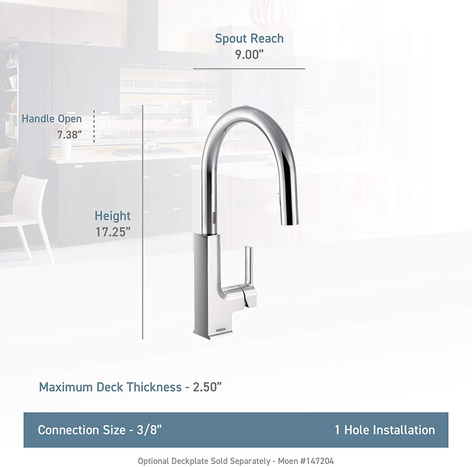 Moen S72308ESRS STo Two-Sensor Touchless 1-Handle Pulldown Kitchen Faucet Stainless (7625906749678)