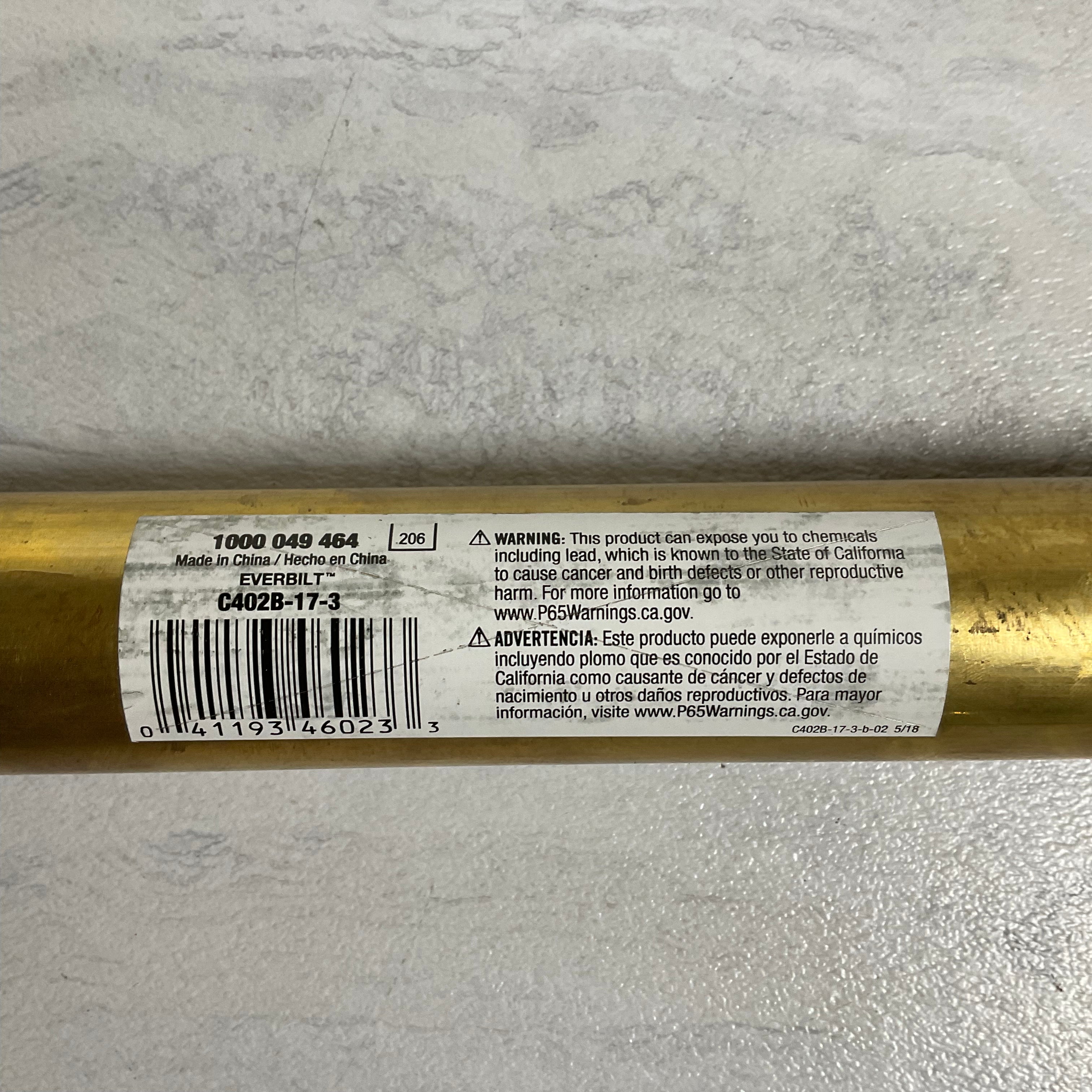 Everbilt 1-1/2 in. x 15 in. Unfinished Brass Slip-Nut Sink Drain Wall Tube (7352019222766)