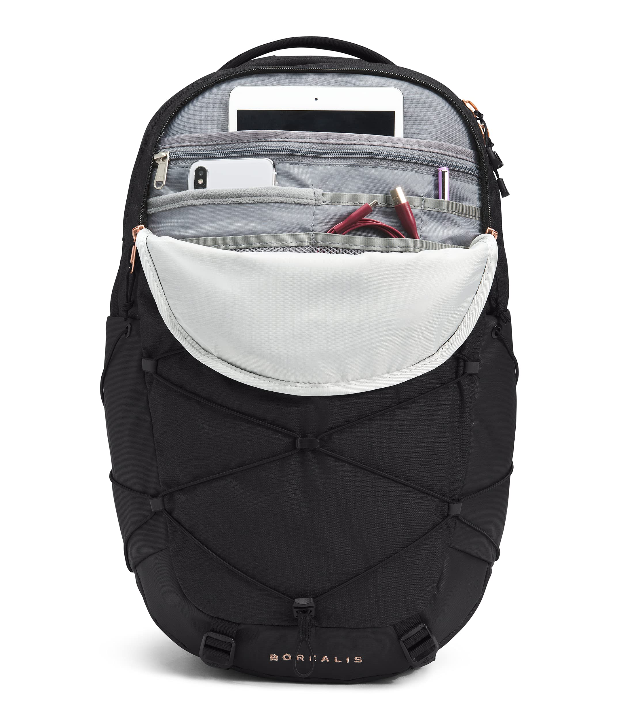 The North Face Women's Borealis School Laptop Backpack, TNF Black Heather/Burnt Coral Metallic, One Size (7834452590830)