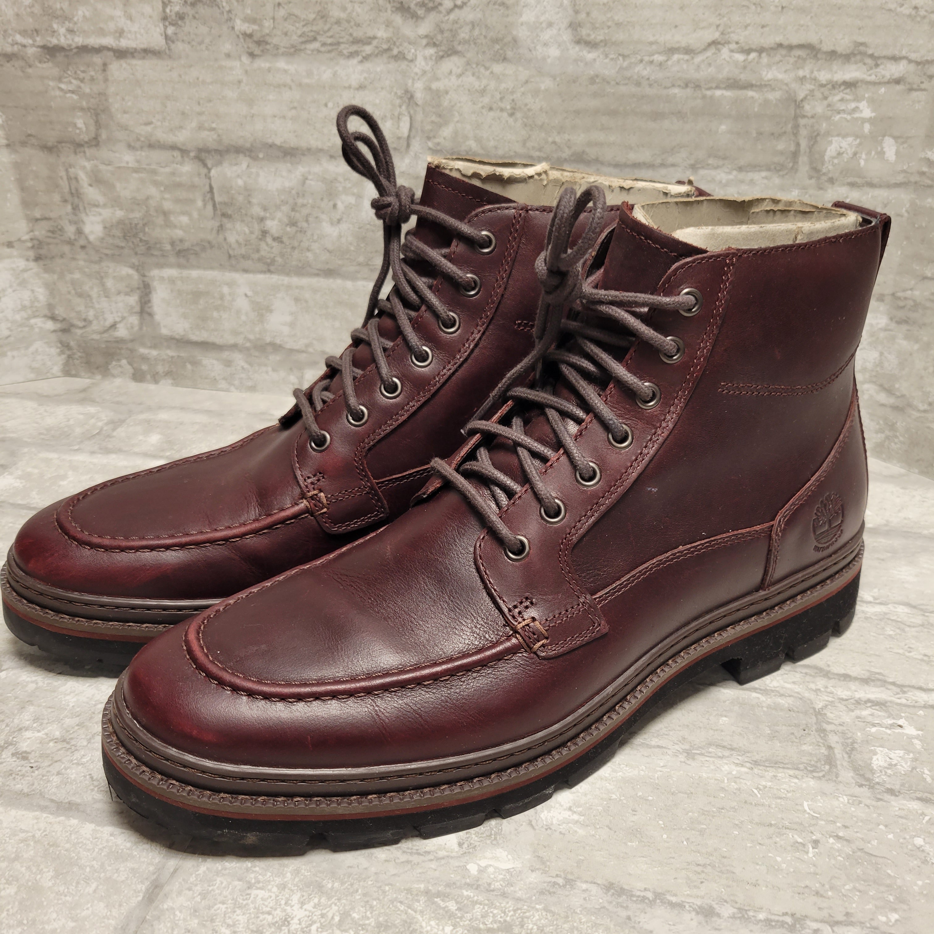 Timberland Port Union Waterproof Moc Toe Burgundy Boot A28ZZ, Men's Size 10 W (8069367726318)
