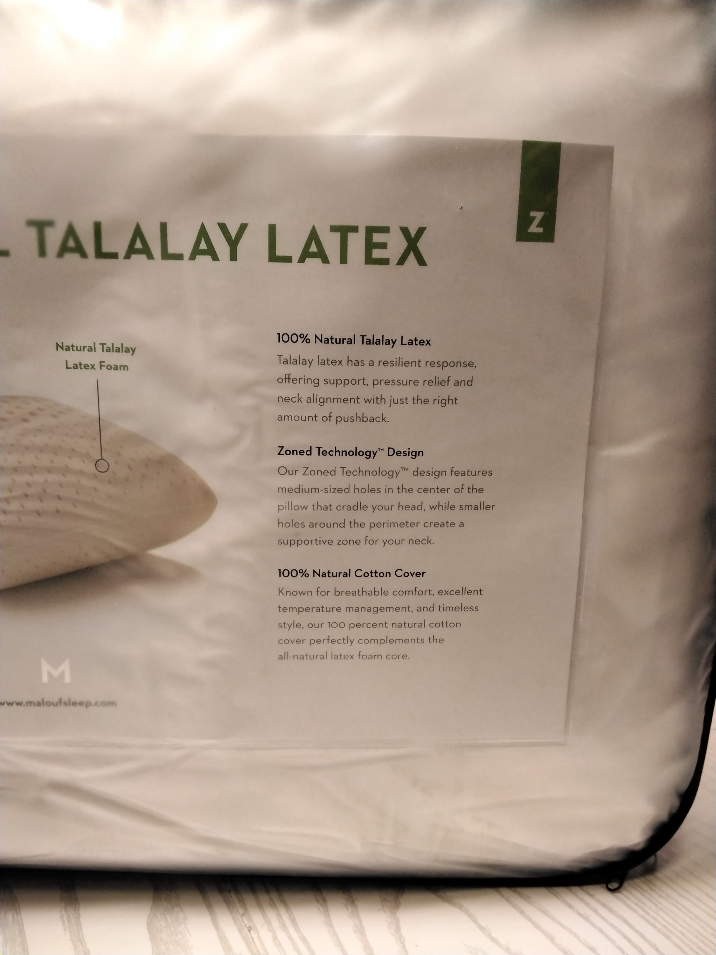 Z 100% Natural Talalay Latex Zoned Pillow, Queen - Low Loft Firm (7712528302318)