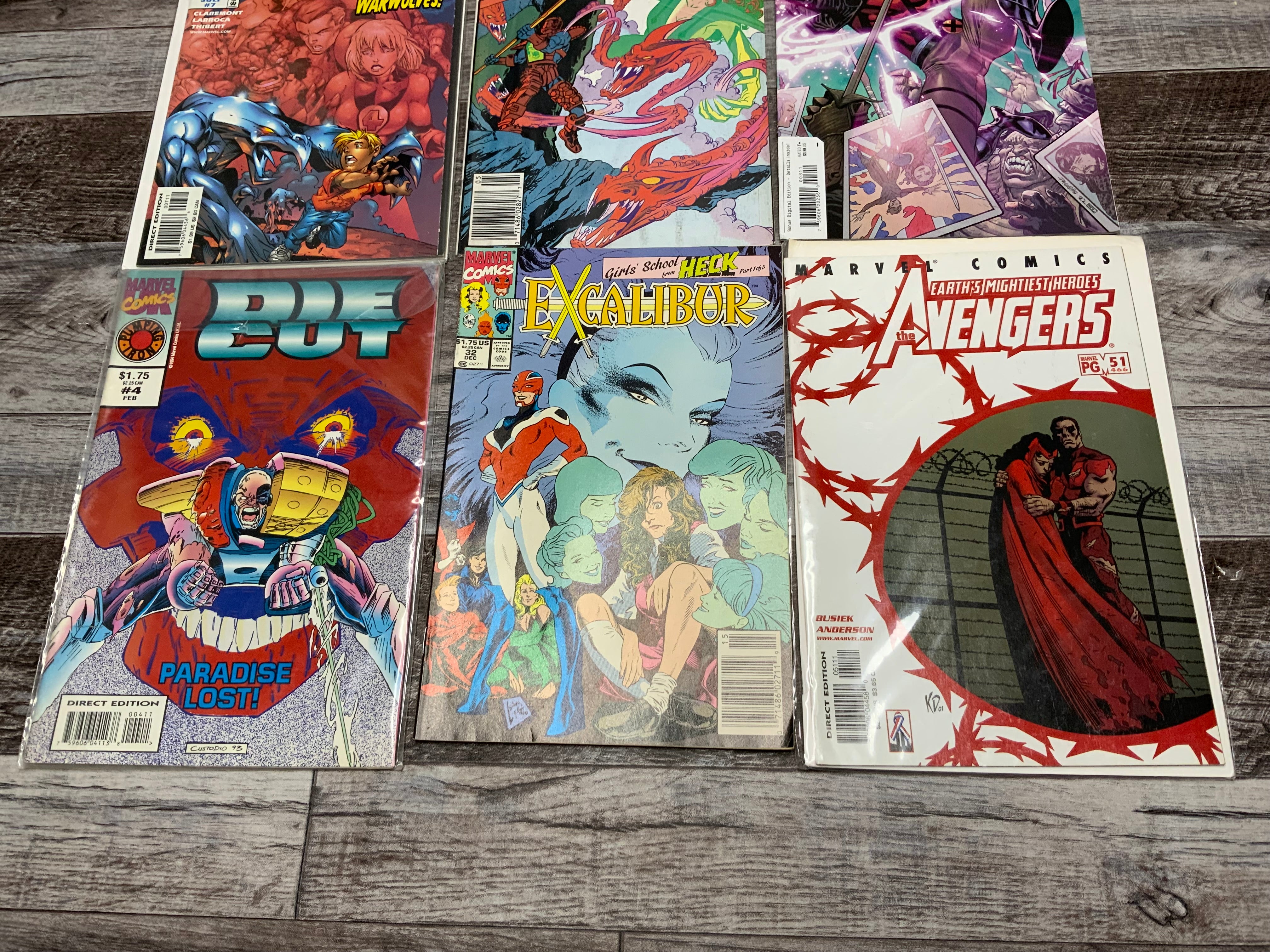 Marvel Comic Lot Of 6 Assortment (Avengers, Fantastic Four, Die Cut, Excalibur) (8180269973742)