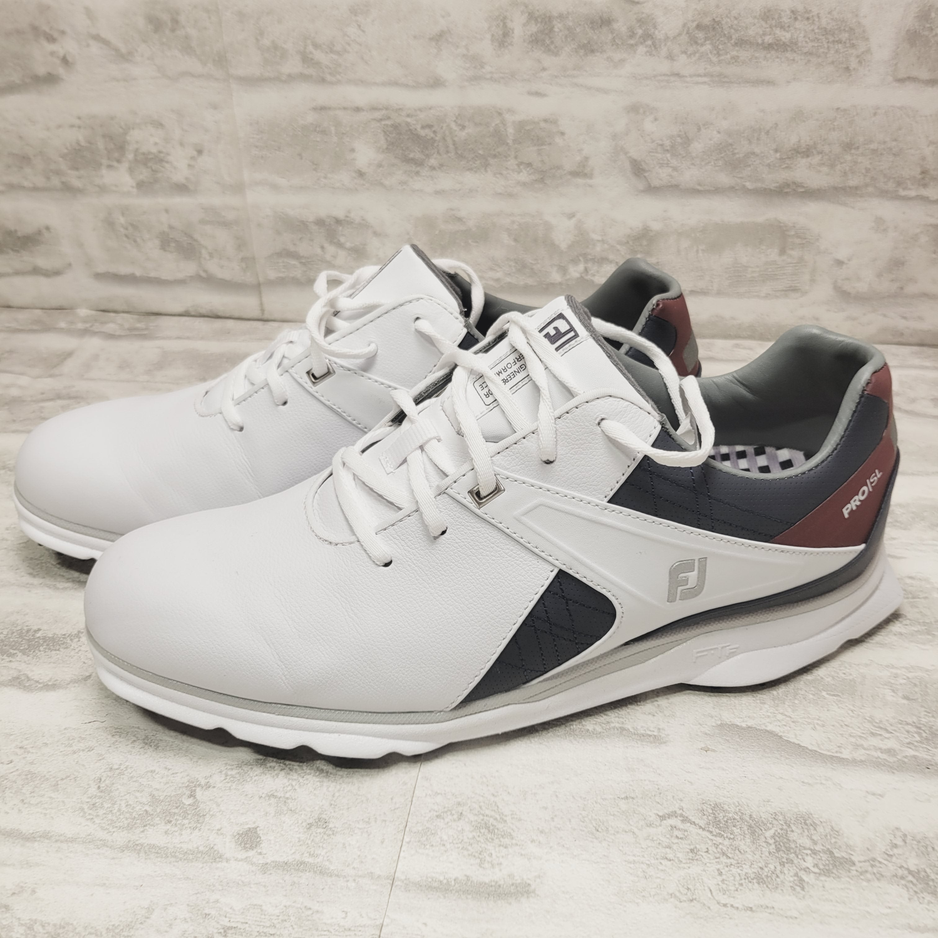 FootJoy Men's Pro/Sl Golf Shoes (11.5, White/Navy/Maroon) (7776219857134)