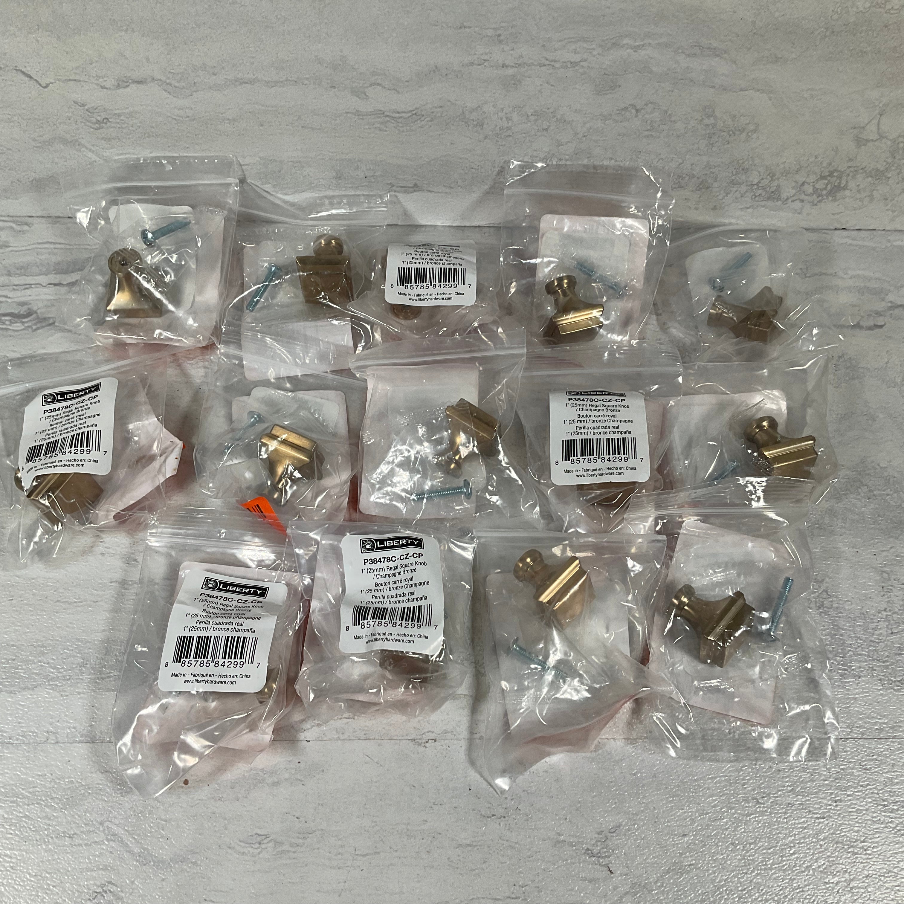 (Lot of 14) Regal Square 1 in. (25 mm) Champagne Bronze Cabinet Knob (7451455357166)