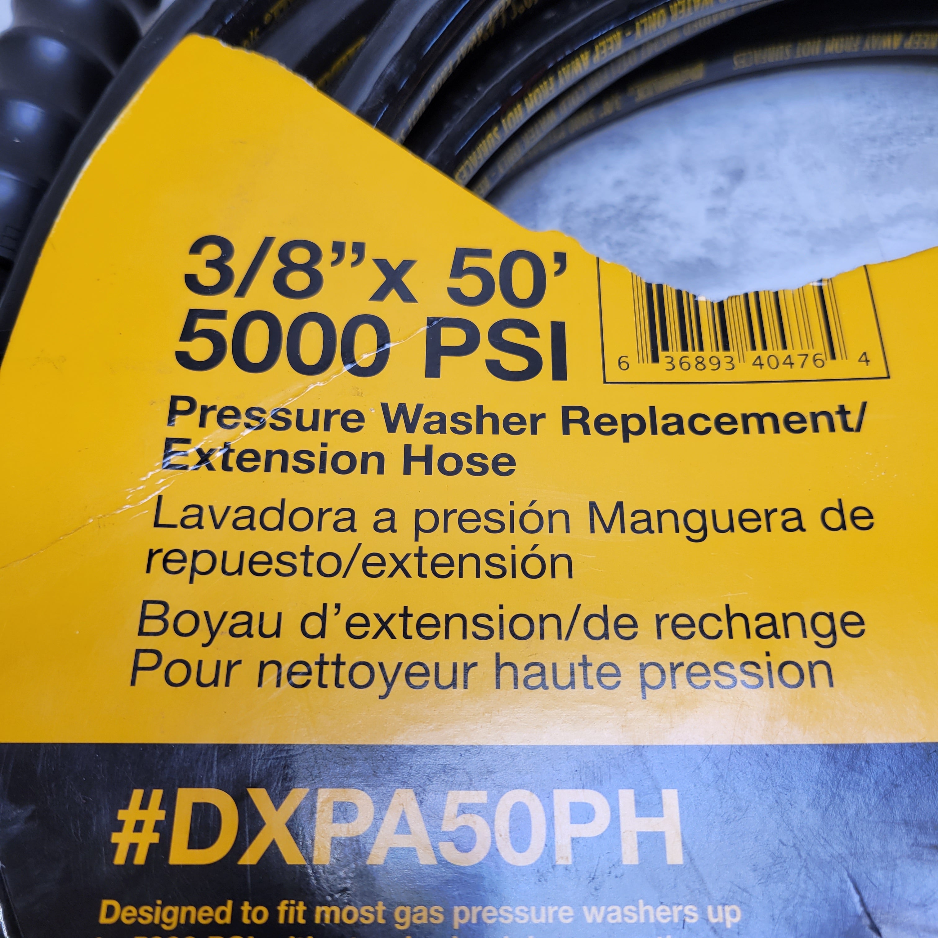 DEWALT 3/8 in. x 50 ft. 5000 PSI Replacement/Extension Hose (7624184955118)