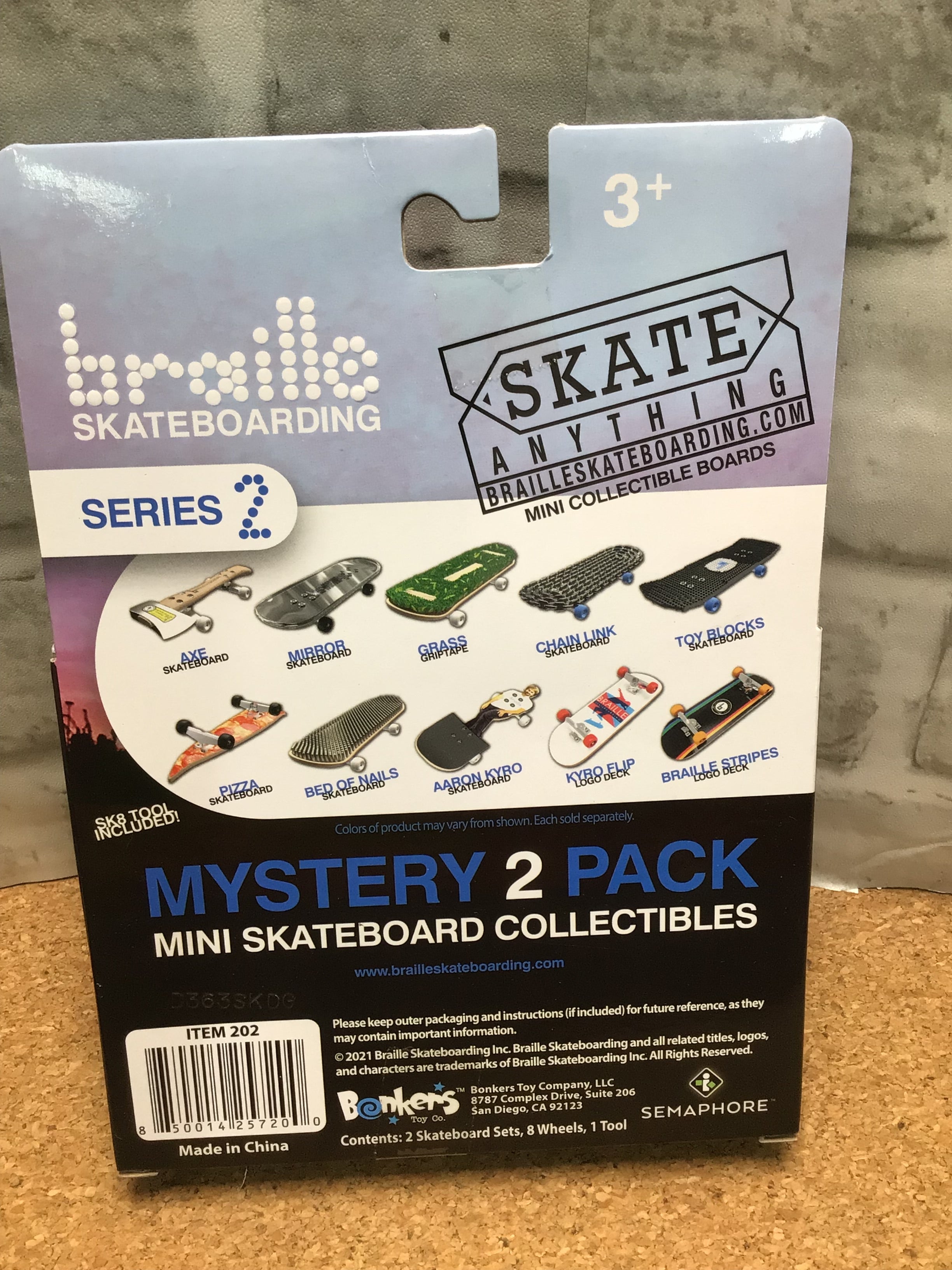 Braille Skateboarding MINI Skateboard Mystery *6 boxes of 2 Packs*