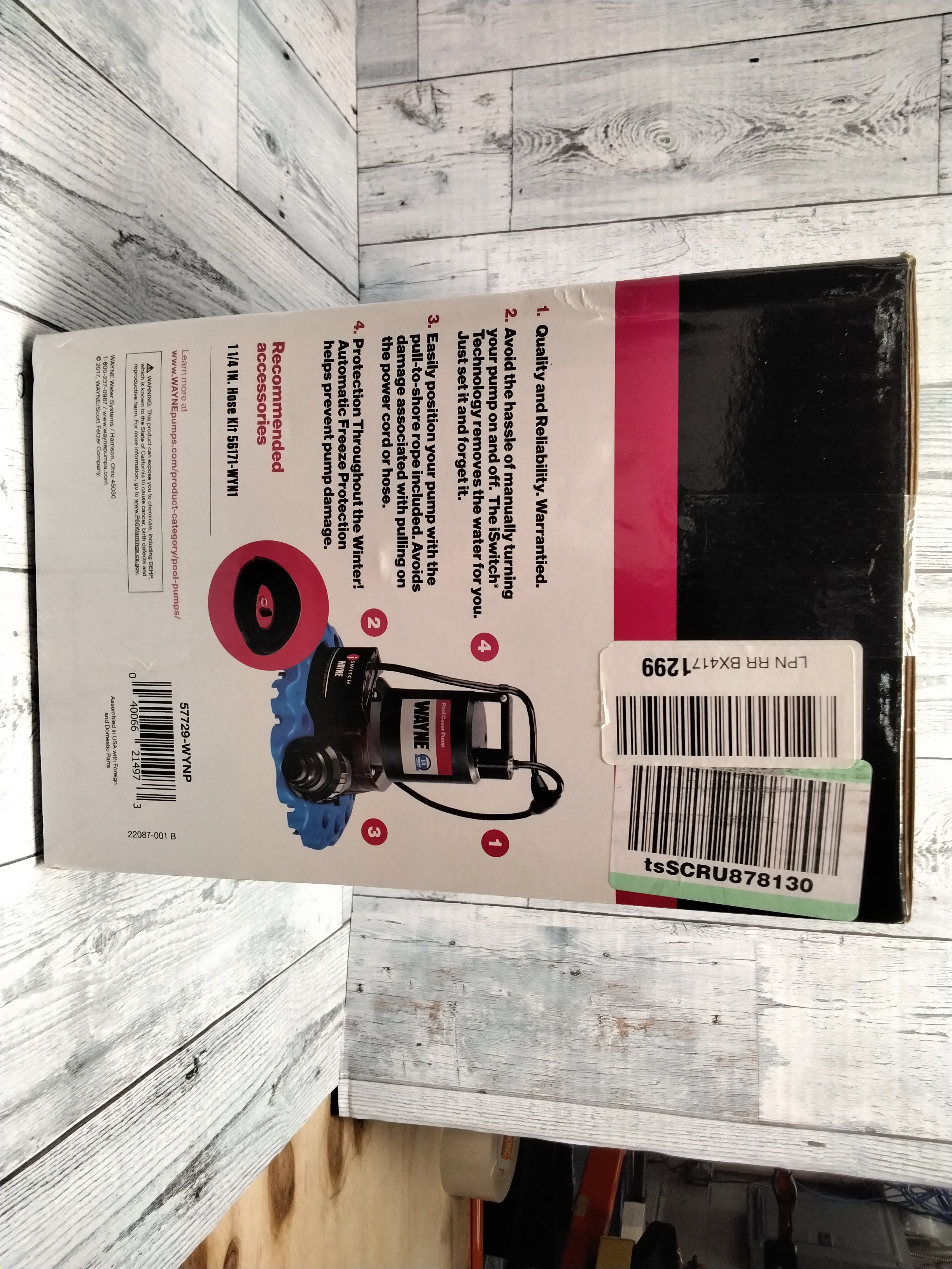 Wayne Pool Cover Pump 1/4 HP 3000 Gallons Per Hour (7913665659118)