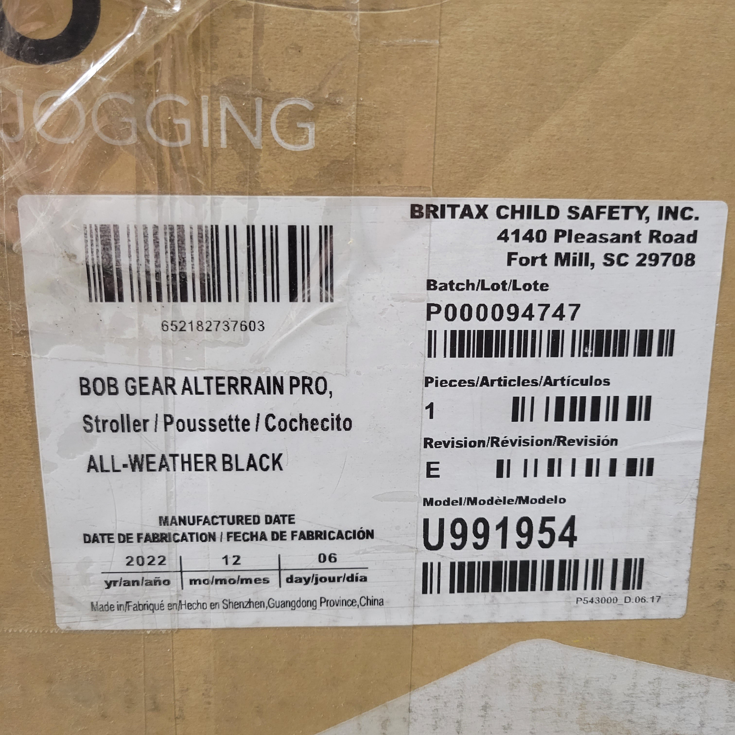 BOB Gear Alterrain Pro Jogging Stroller, Black (8073600696558)