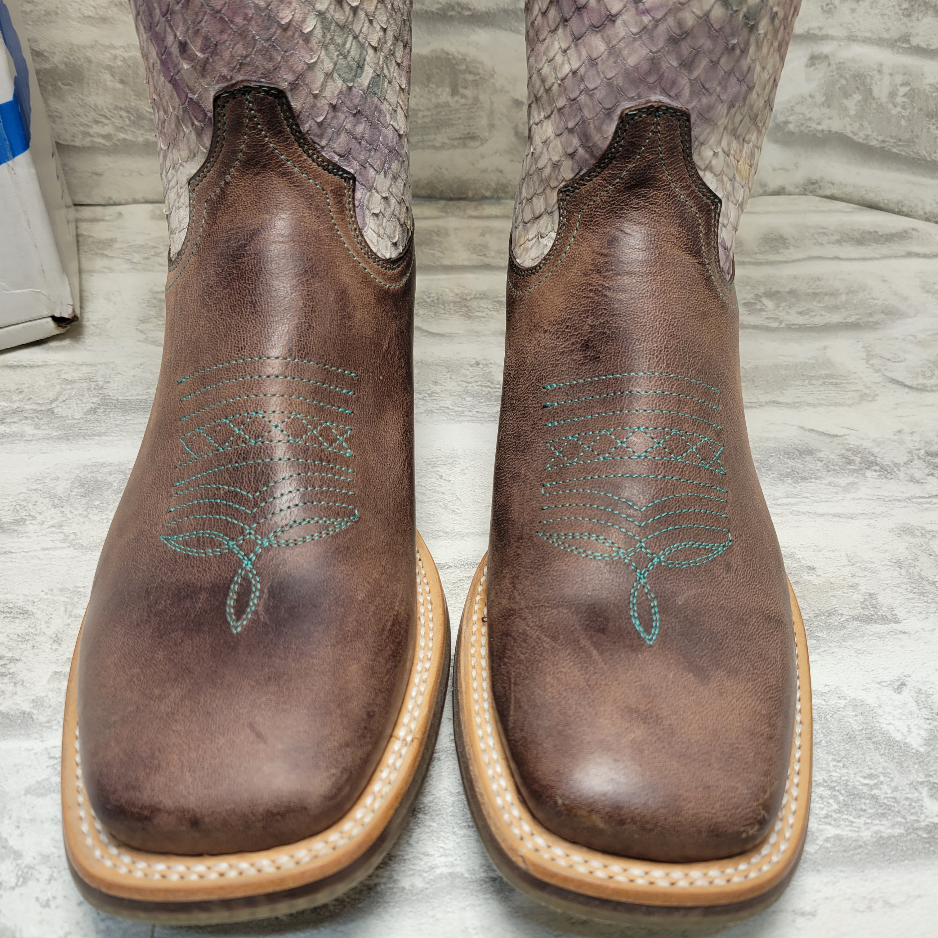 Tin Haul Ladies Rosealiscious Square Toe Boots, Brown/Pink, 9.5 (7872380207342)