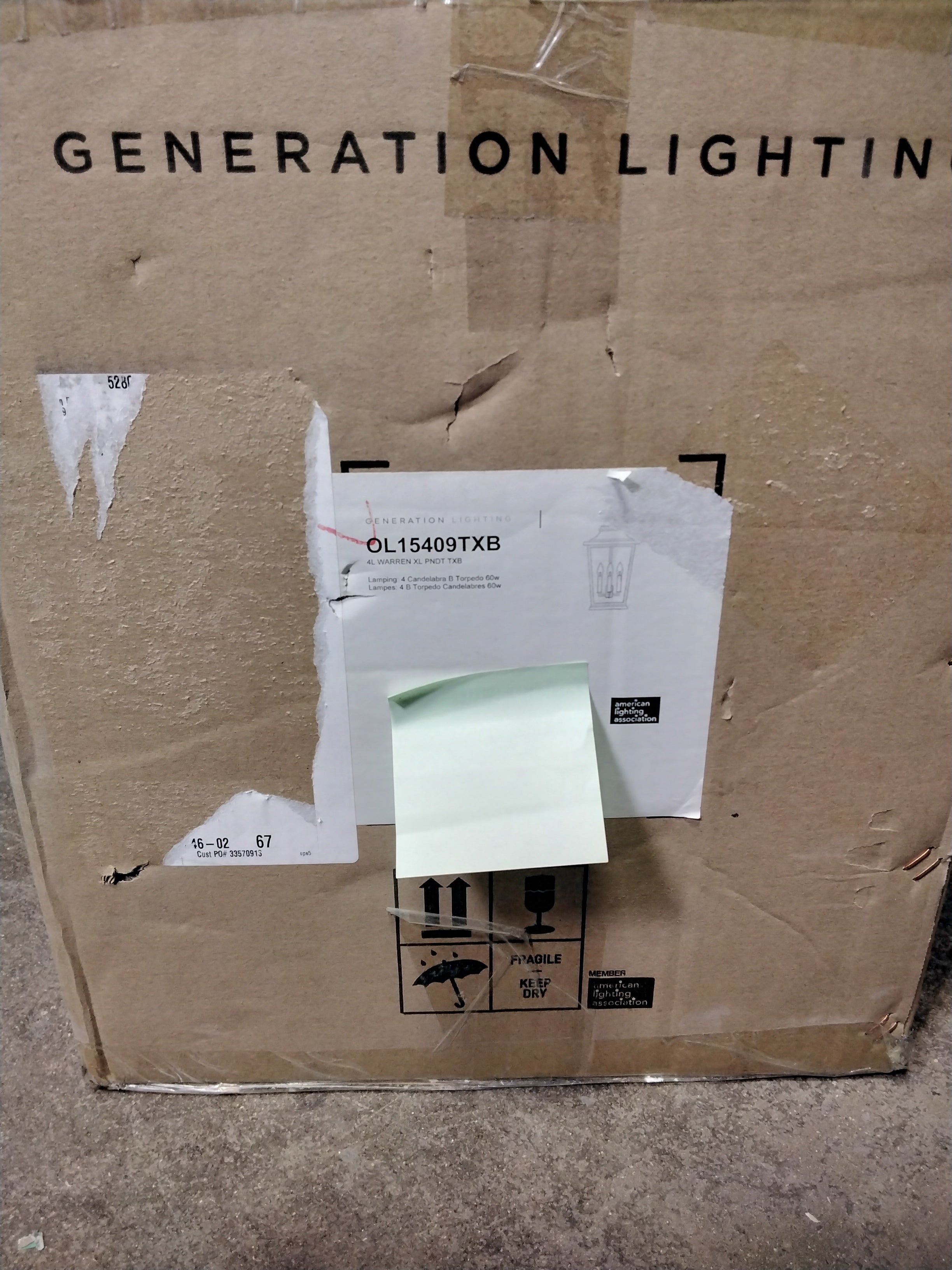 Feiss Warren StoneStrong Outdoor Pendant Ceiling,  (22"H x 12"W), Textured Black (7654810026222)