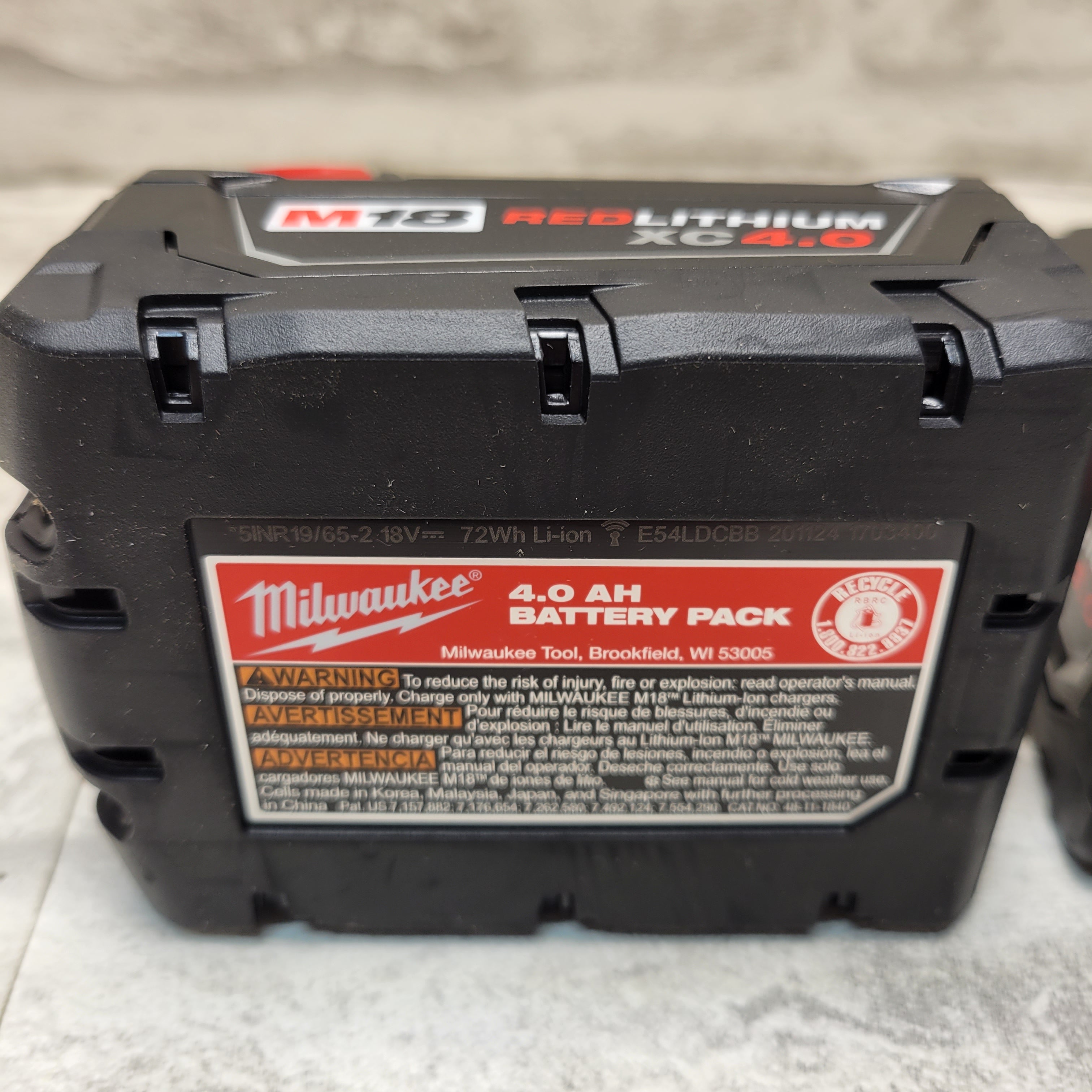 Genuine Milwaukee M18 XC 4.0 18V Extended Capacity Battery 2 Pack (7820735283438)
