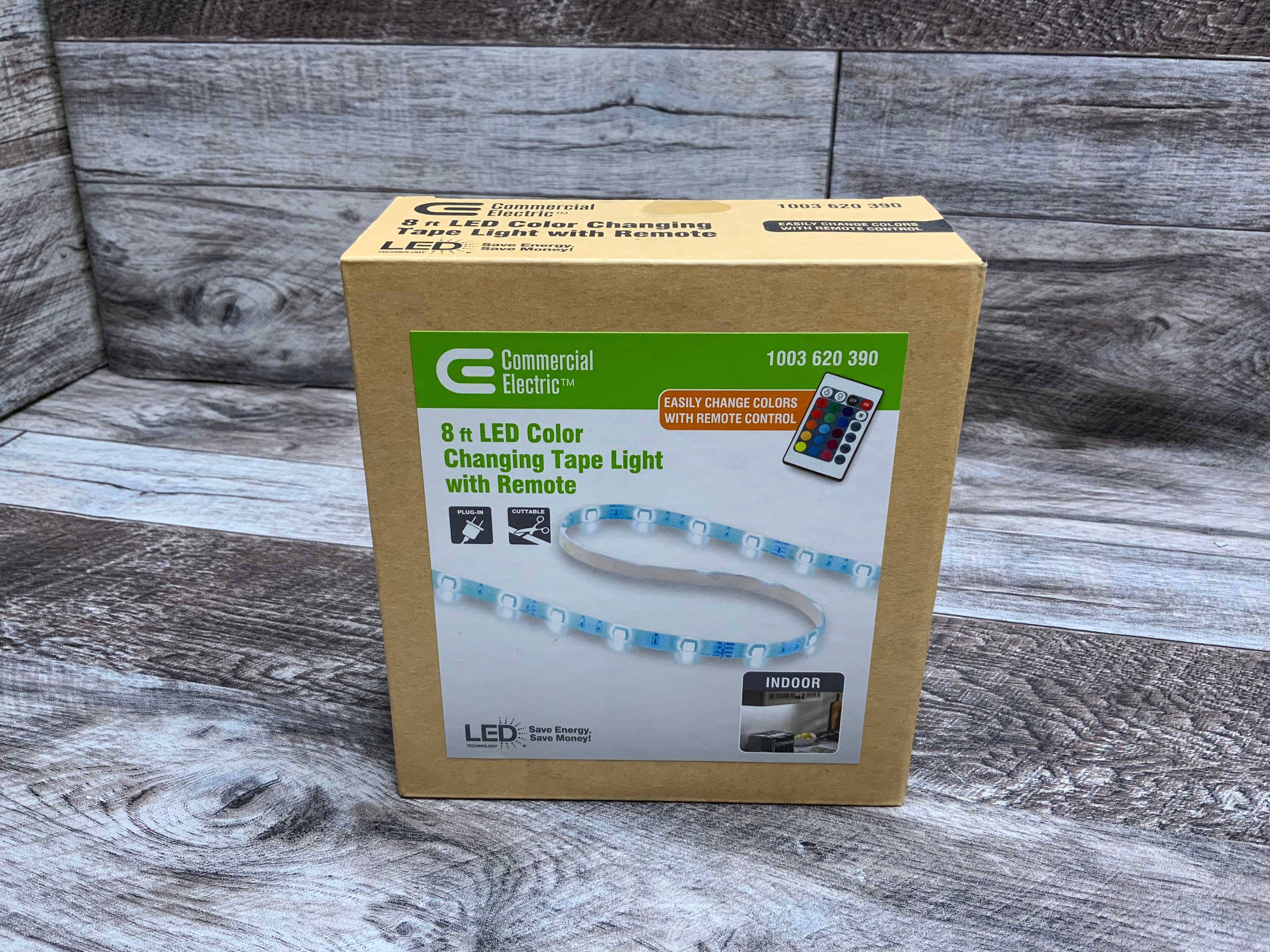 Commercial Electric 8 Ft. Indoor LED Color Changing Tape Light W/ Remote (8185550602478)
