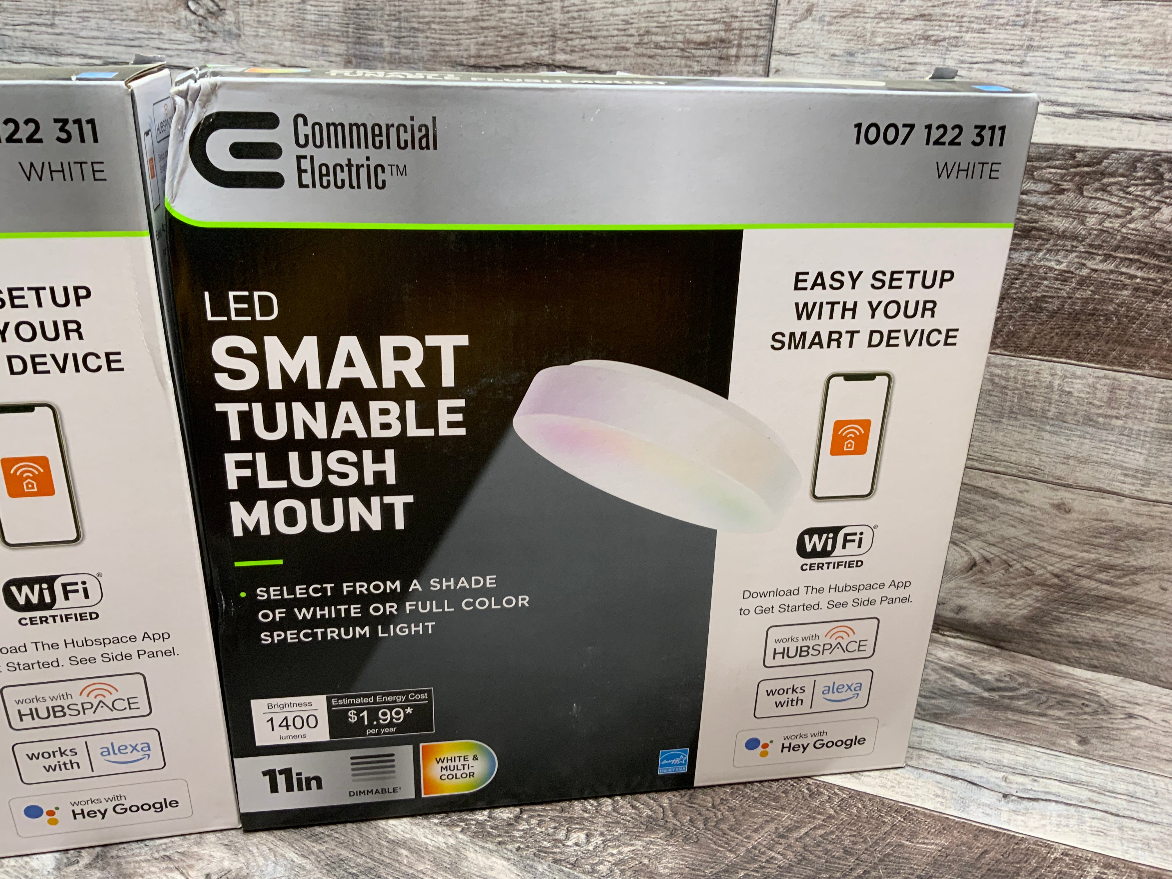Commercial Electric 11 in. White Smart Hubspace CCT/RGB Flush Light *LOT OF 2** (8158194434286)