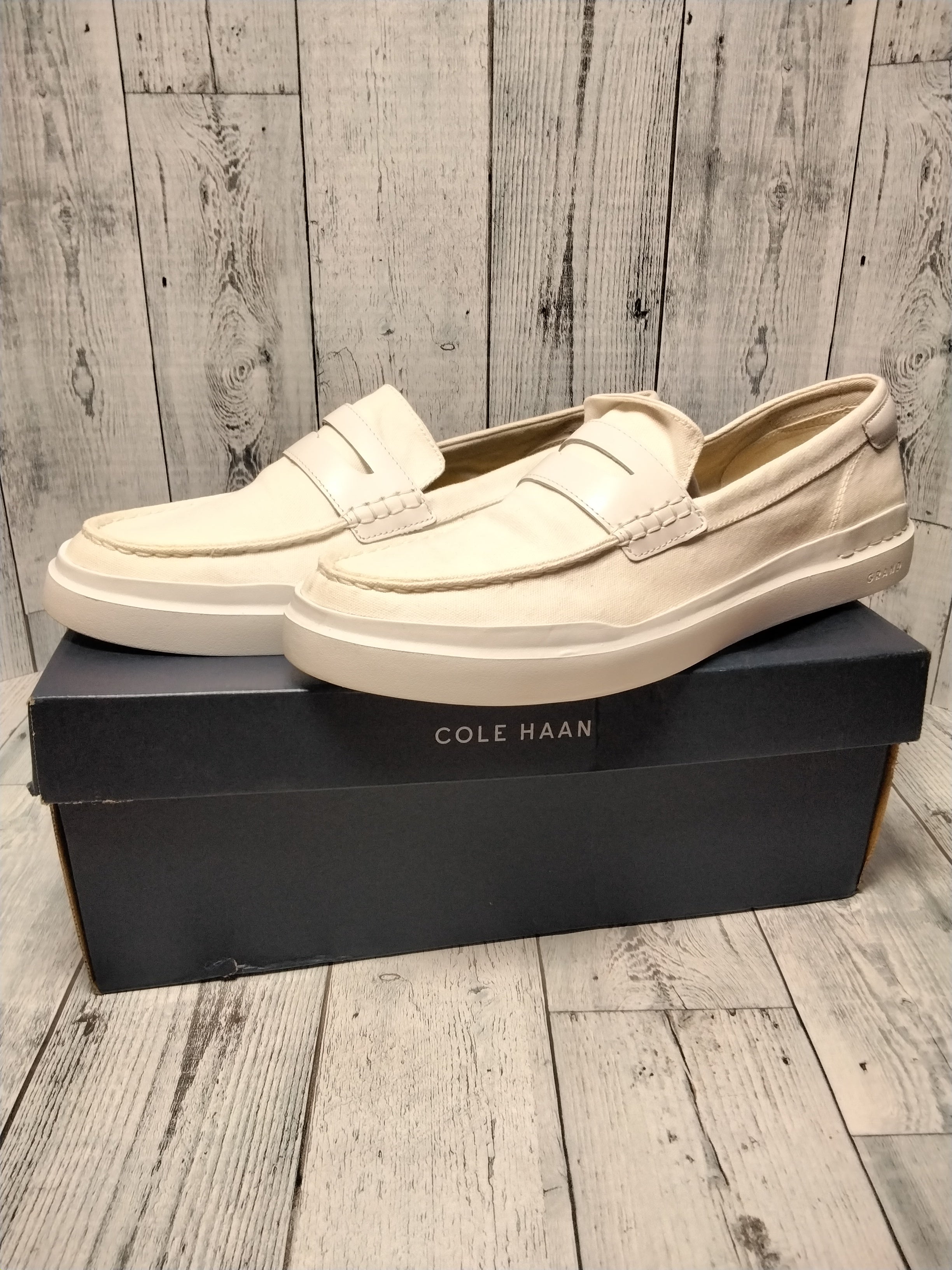 Cole Haan Men's Grandpro Rally Canvas Penny Loafer, White, Sz 13 (7782253134062)