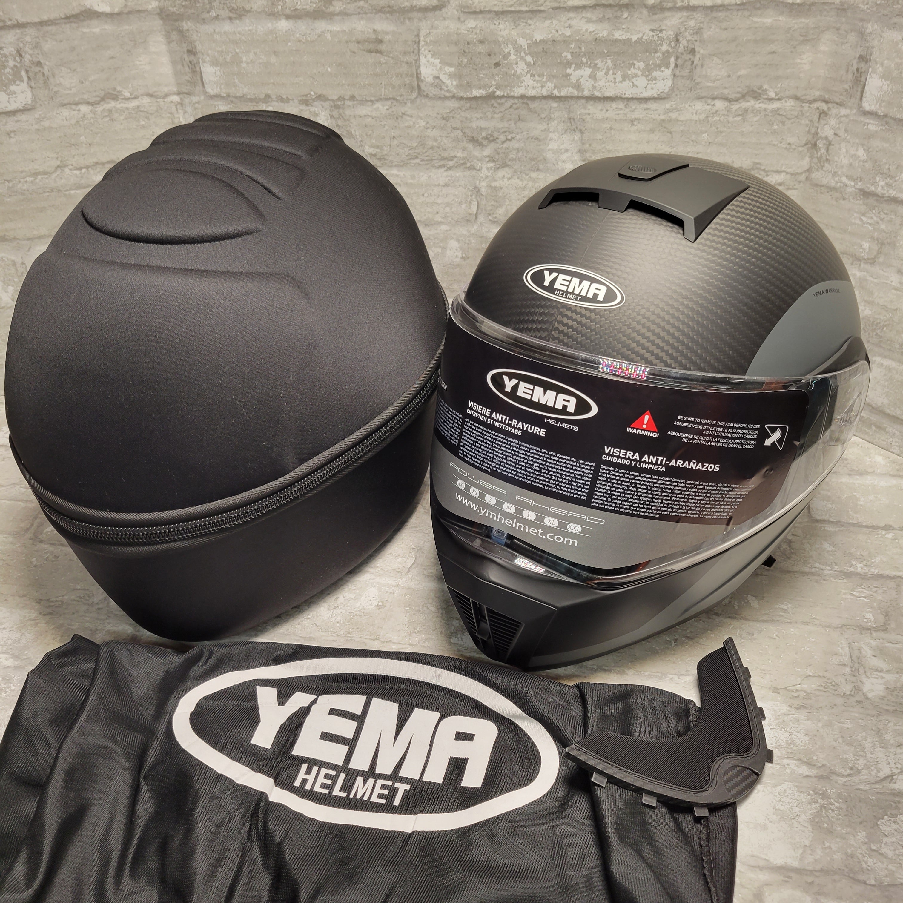 YEMA Motorcycle Modular Full Face Helmet DOT Approved - YM-930 - L - Black/Grey (8027726872814)