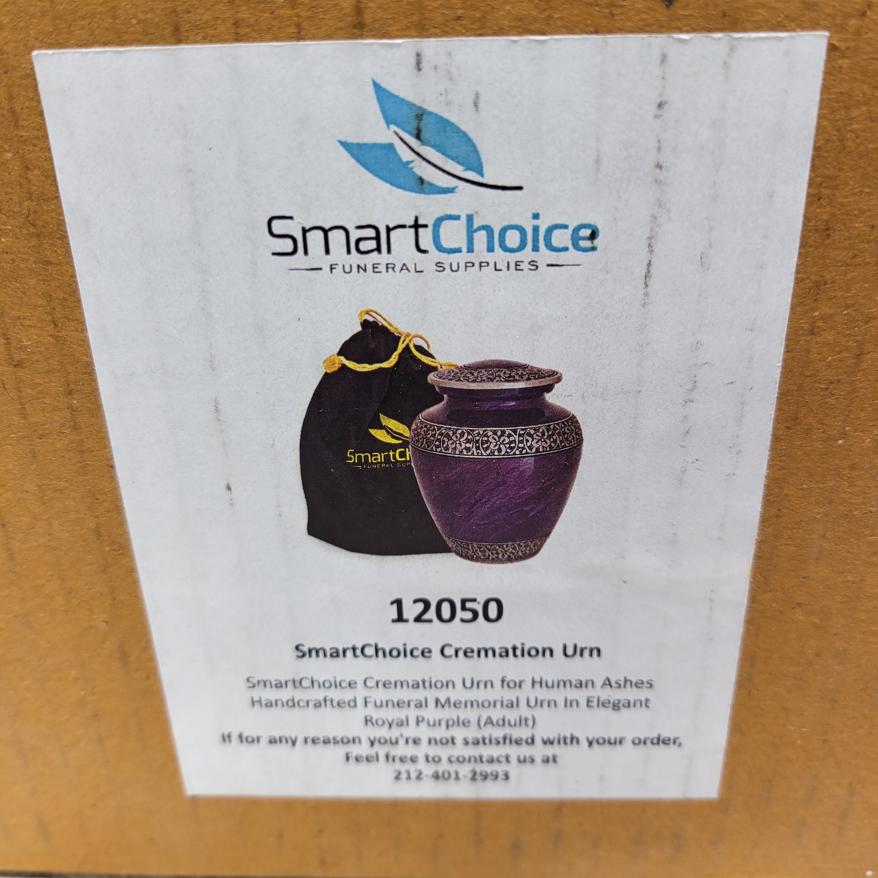 Adult Cremation Urn for Human Ashes - Purple and Silver with Velvet Bag (7674199638254)