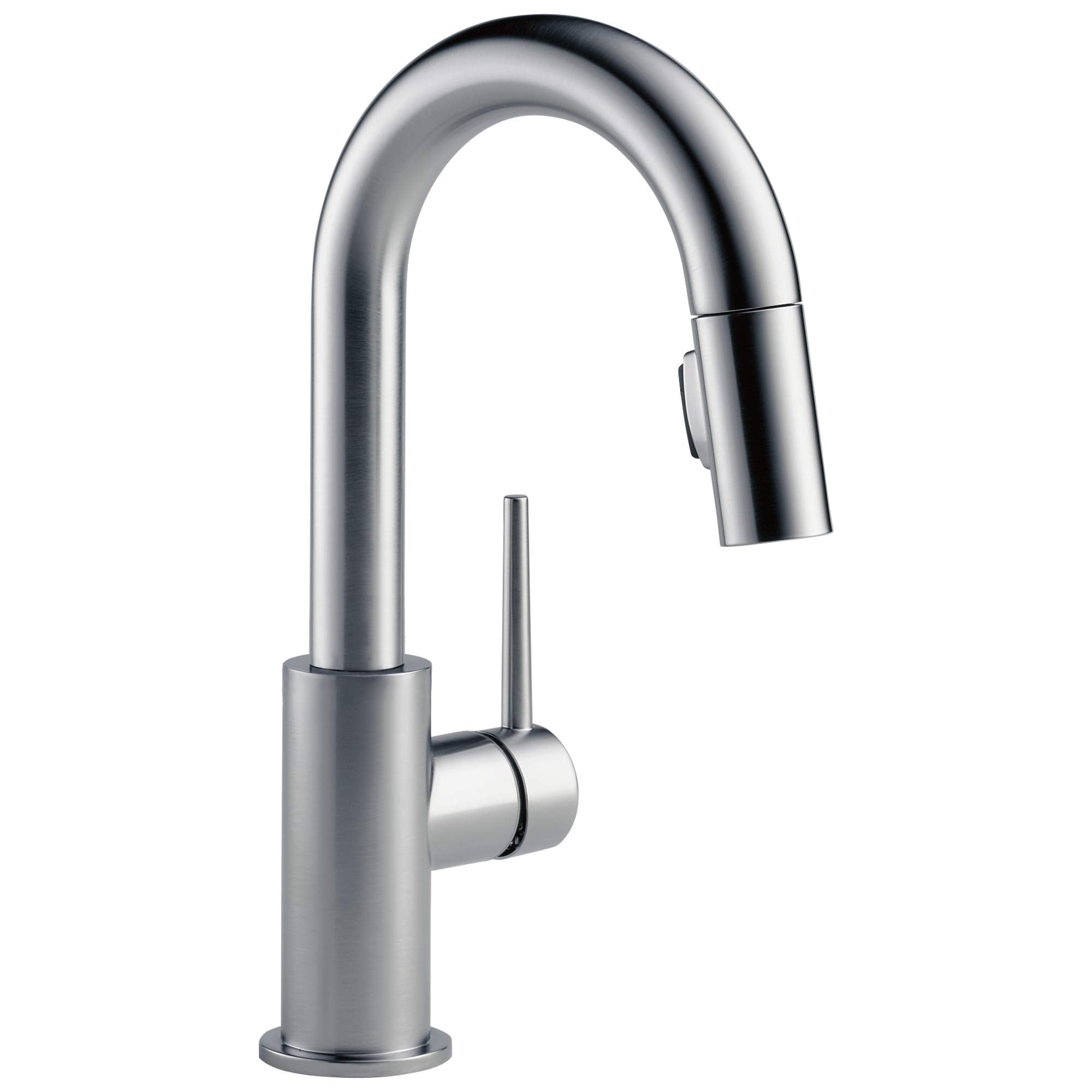 Delta Faucet Trinsic Bar Faucet Brushed Nickel, Single Hole, Pull Down Sprayer (7451740078318)
