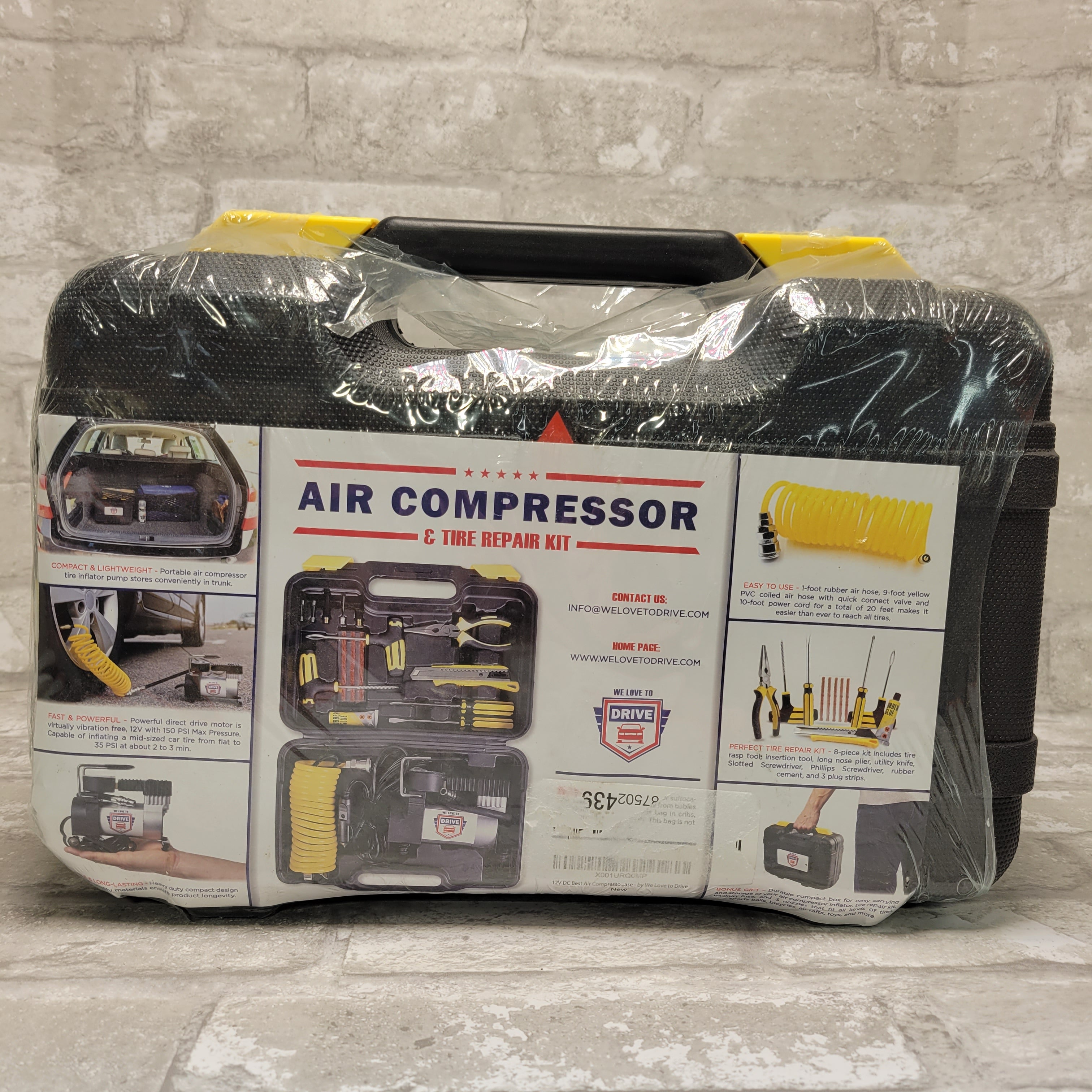 Air Pump and Tire Repair Kit – 12V DC Portable Air Compressor Tire Inflator (7928651809006)