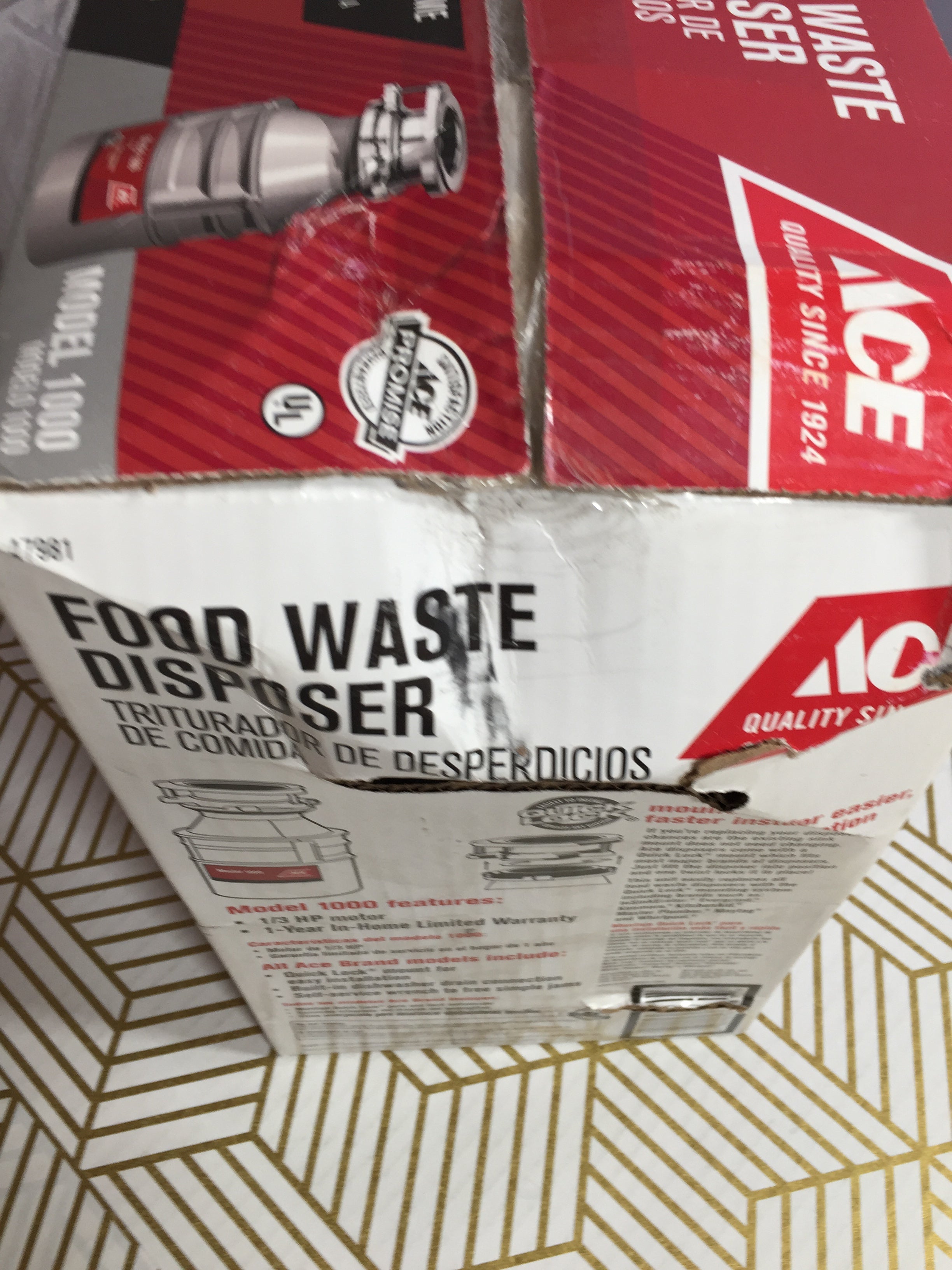 ACE Food Waste Disposer 1/3 HP Model 1000 (8024945688814)