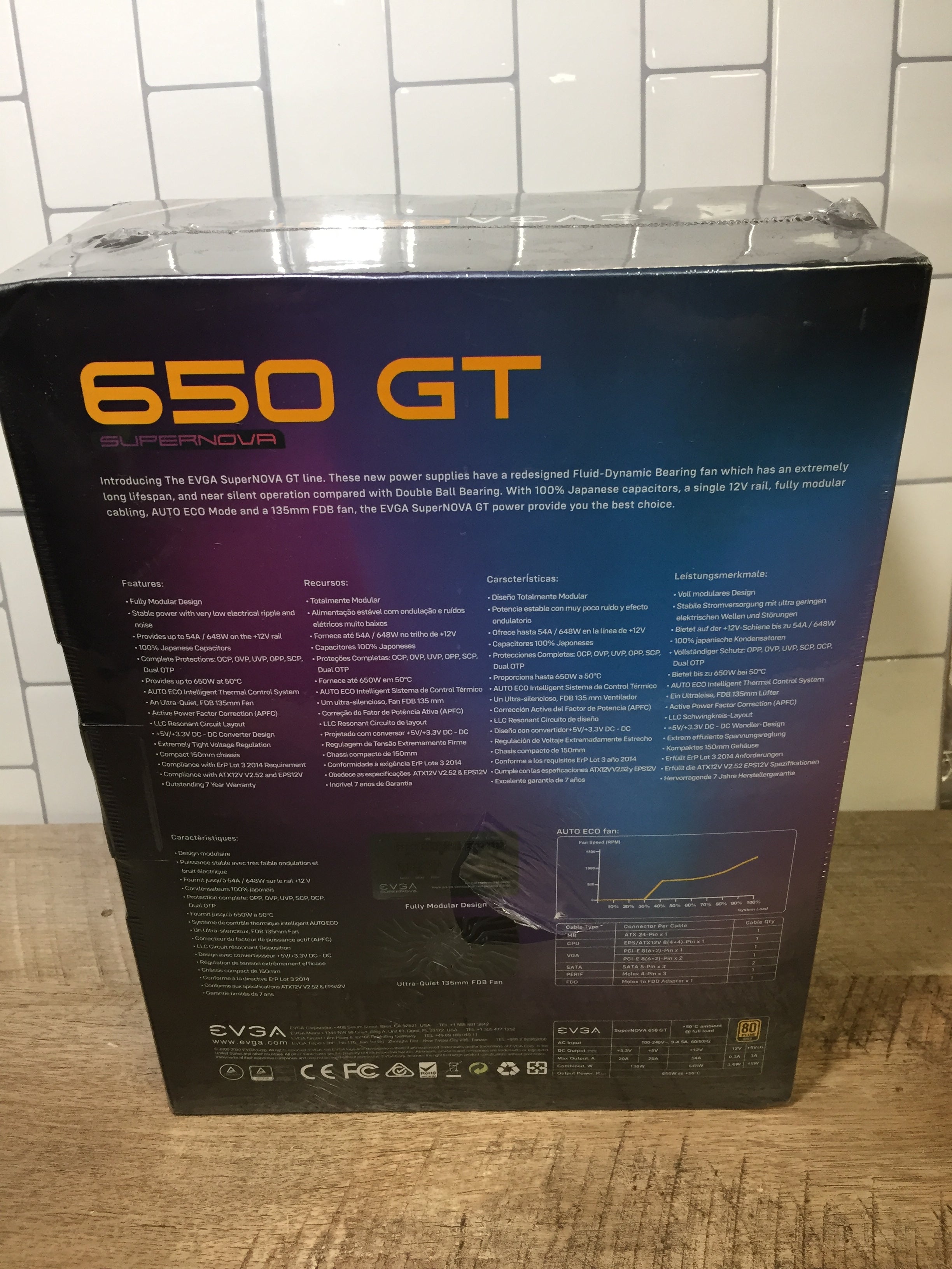 EVGA Supernova 650 GT, 80 Plus Gold 650W, Power Supply 220-GT-0650-Y1 (7329353695470)