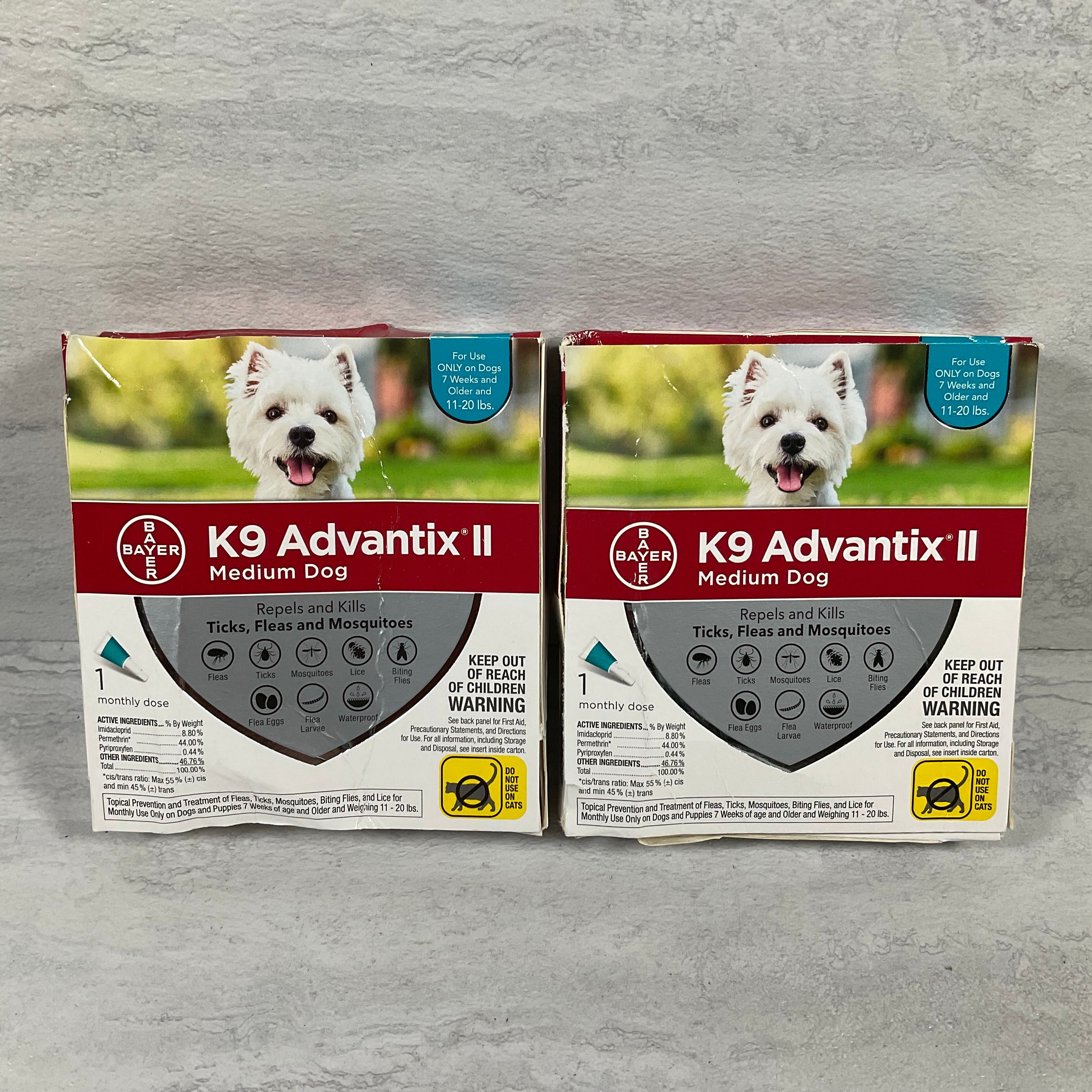 (2-Pack) K9 Advantix II Flea and Tick Prevention for Medium Dogs, 11-20 Pounds (7339673321710)