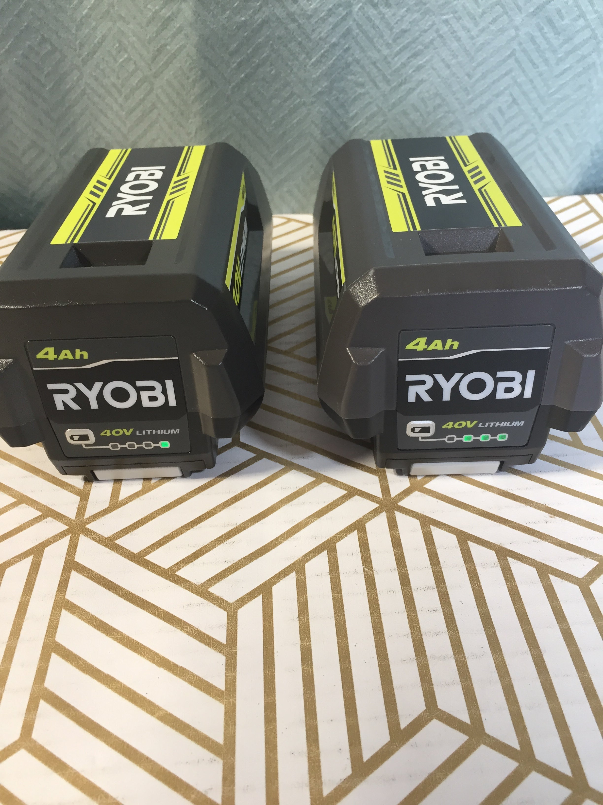 (2) Genuine RYOBI OP40404 40V Batteries 4.0Ah Lithium-Ion OEM (7727824601326)