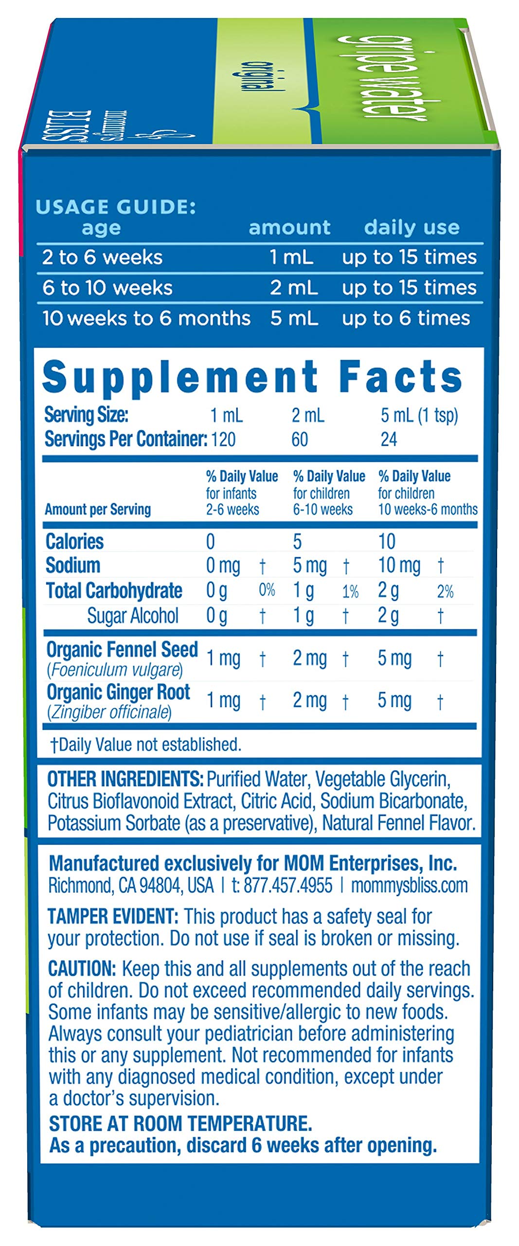 Mommy's Bliss Gripe Water for Babies - Double Pack, Relieves Stomach Discomfort from Gas, Colic, Fussiness & Hiccups, Age 2 Weeks+, Pack of 2 (Total 8 Fl Oz) (7610839171310)