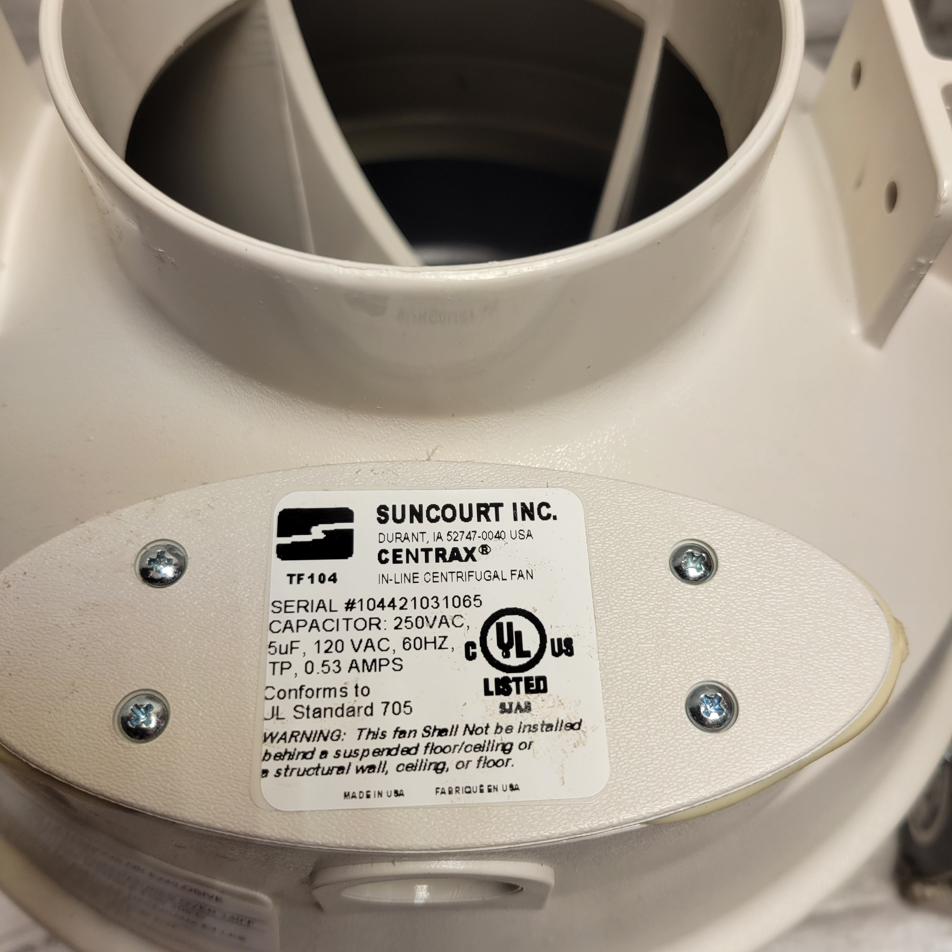 Suncourt Centrax RDK04 Radon Fan Mitigation Kit, White (7945753690350)