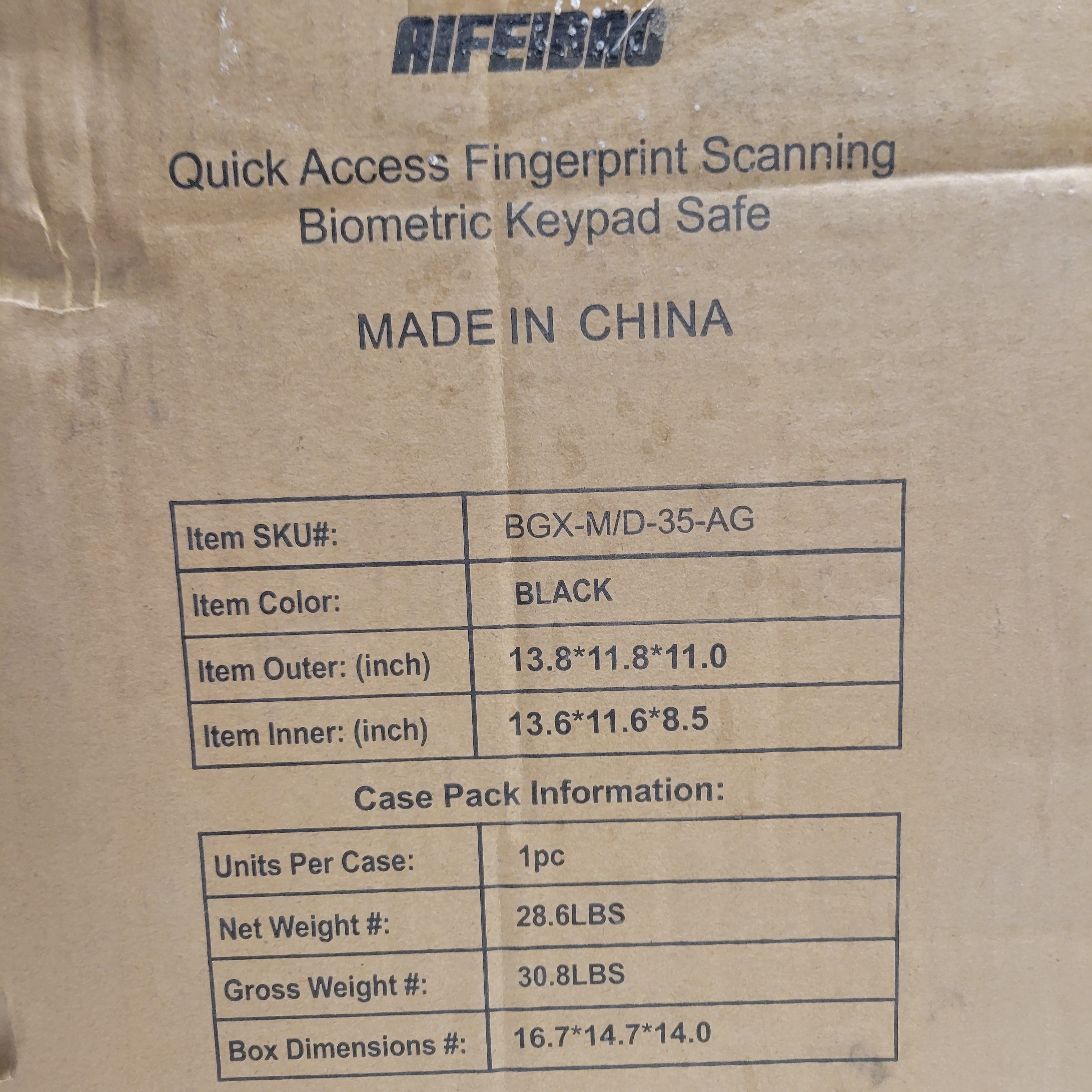 AIFEIBAO Deluxe Small Home Pistol Security Safe Box Safety Device with Biometric (8073276129518)