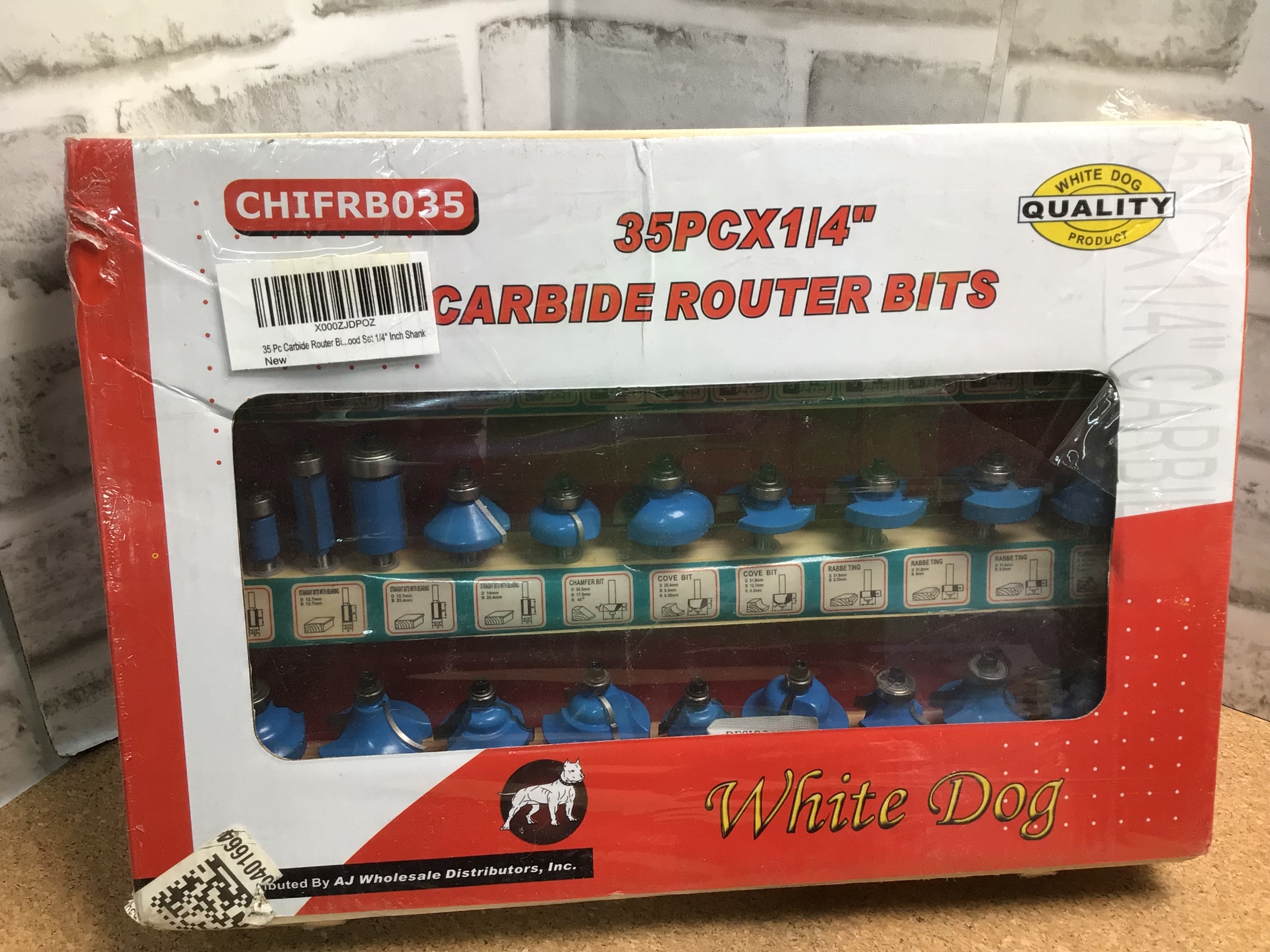 AJ CHIFRB035 Tungsten Carbide Router Bit Set with Case (35 Piece), 0.25" (7942713606382)