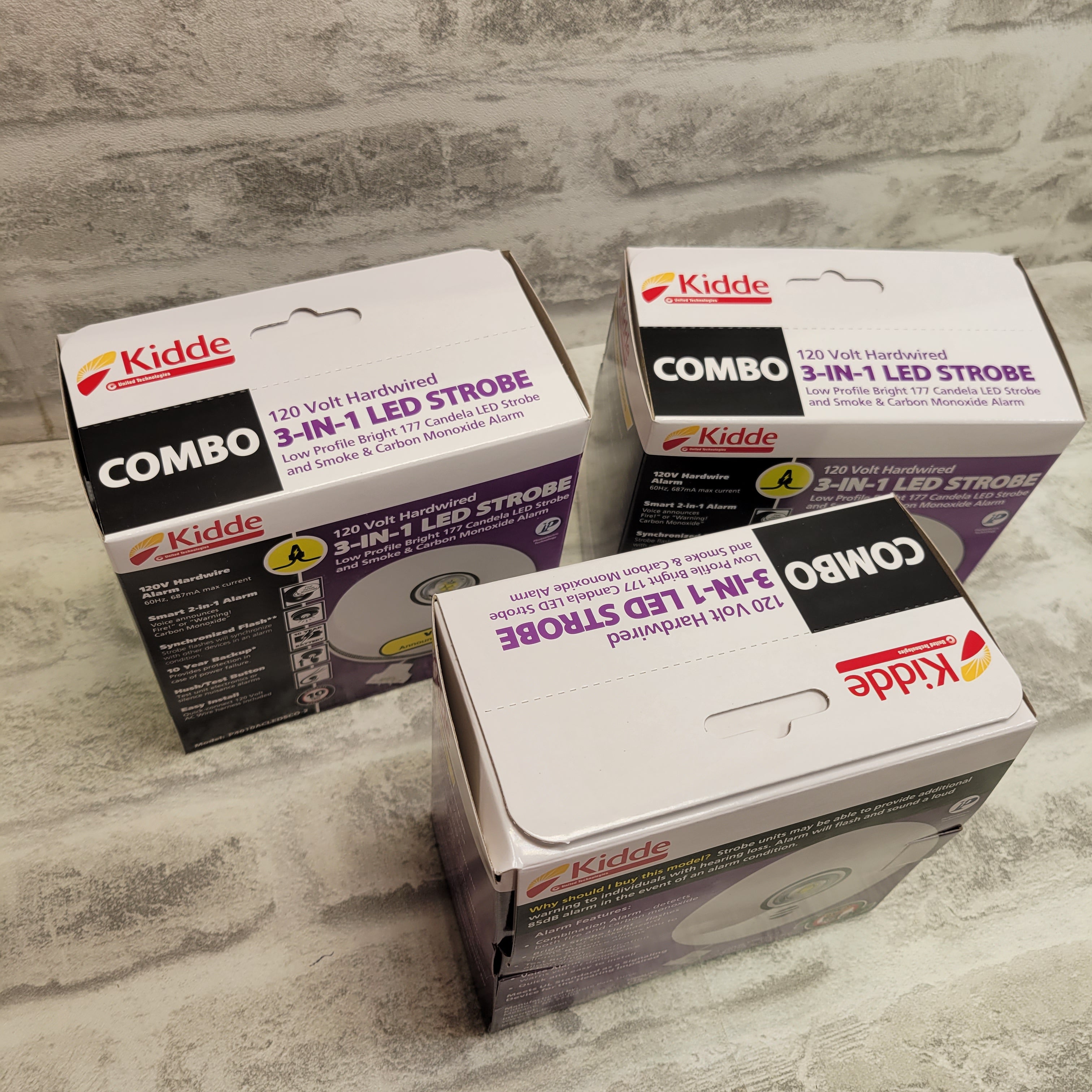 (Lot of 3) Kidde Smoke Detector, Hardwired Lithium Battery Backup & Strobe Light (7594281205998)