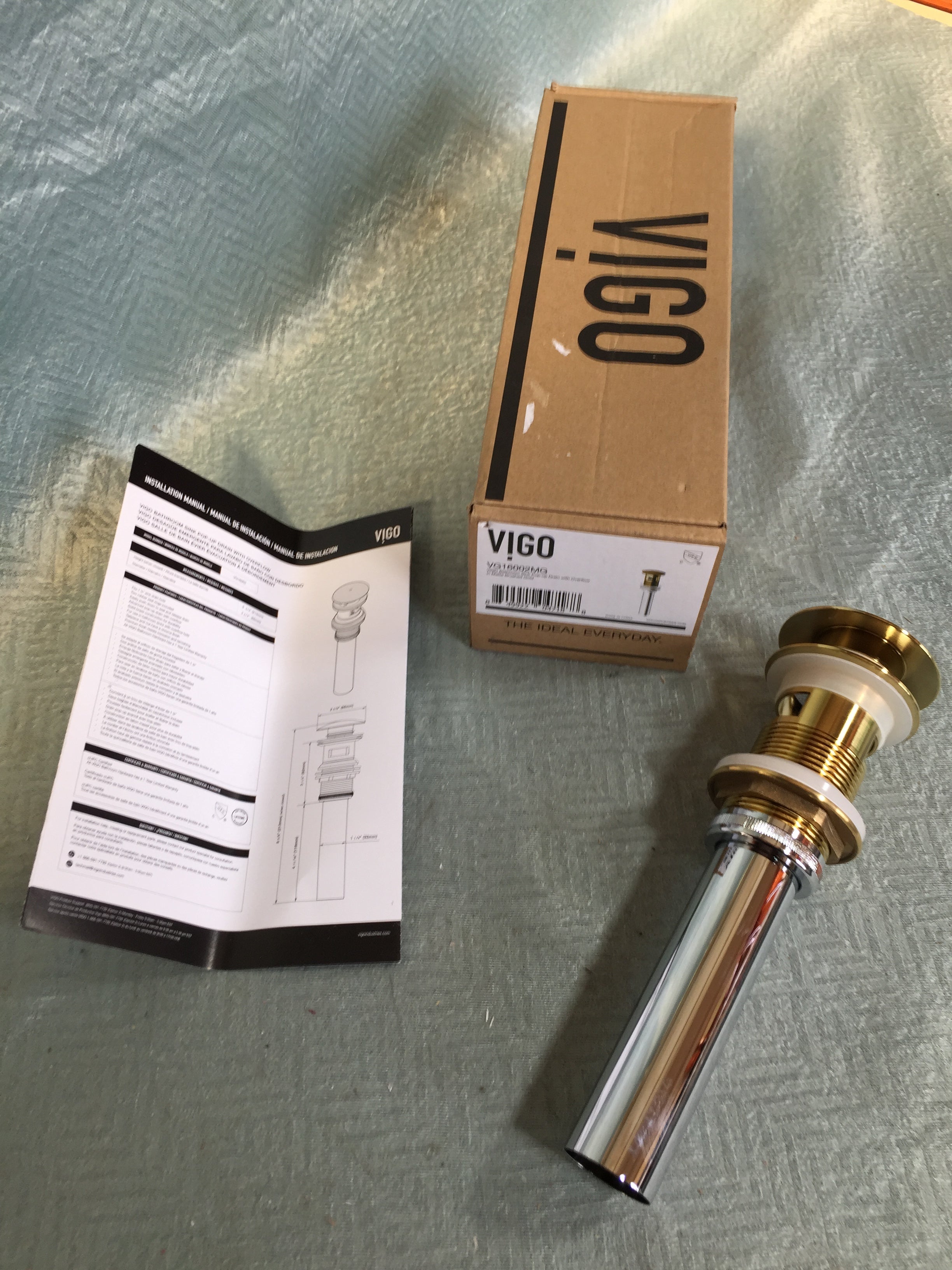 VIGO VG16002MG Bathroom Sink Pop-up Drain Brushed Matte Gold (7653219238126)
