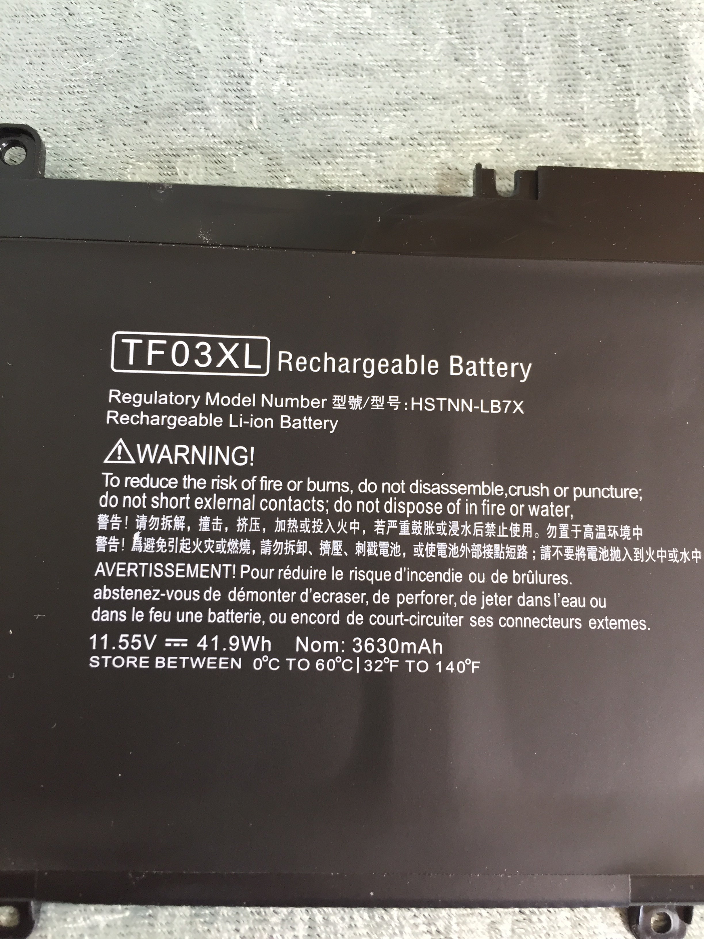 TF03XL Replacement Battery for HP with Tools (7537065001198)