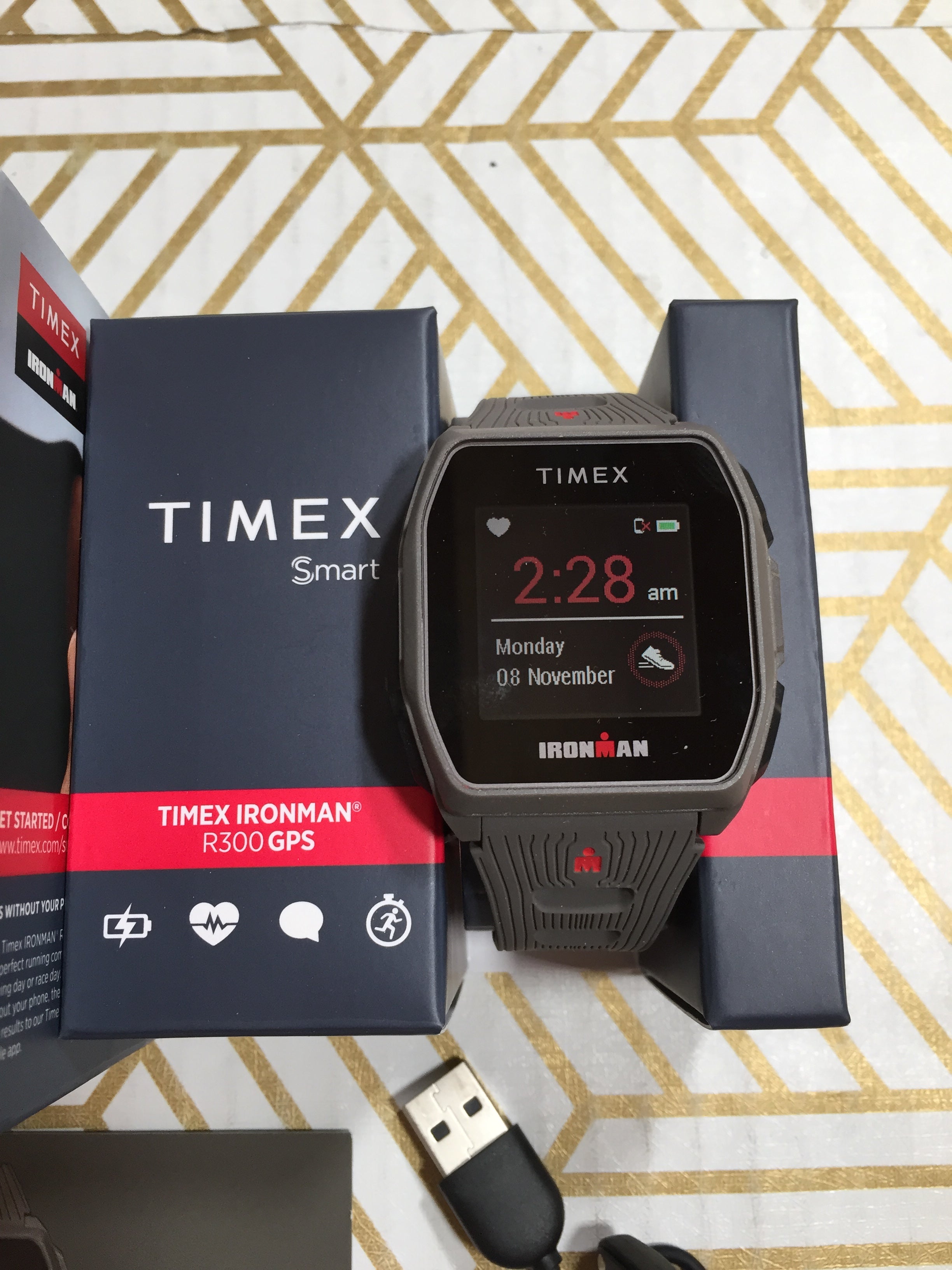 TIMEX IRONMAN R300 GPS Smartwatch with Heart Rate 41mm – Gray- Silicone Strap (7929777422574)