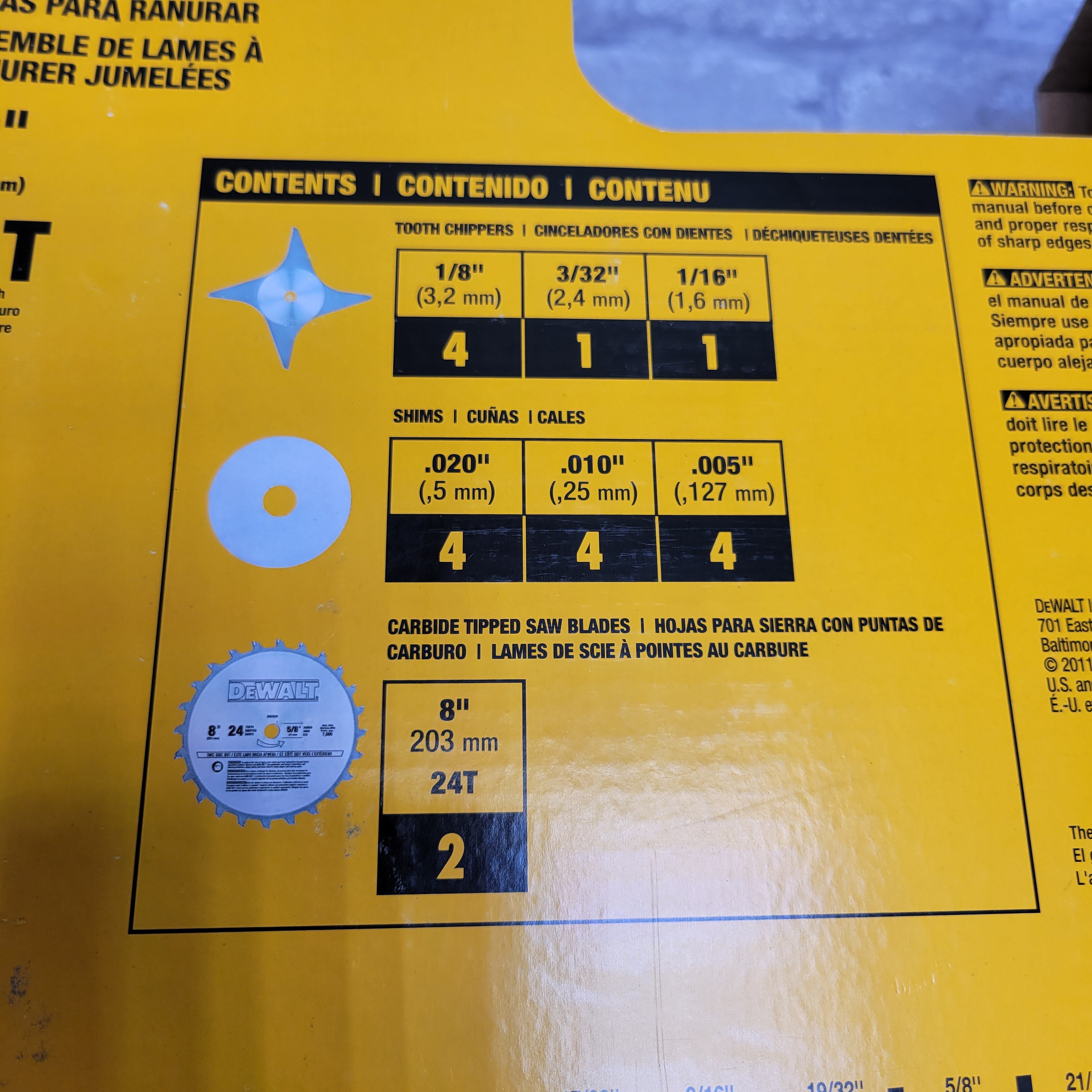 DEWALT Dado Blade Set, 8Inch, 24Tooth (DW7670) *READ DESCRIPTION*