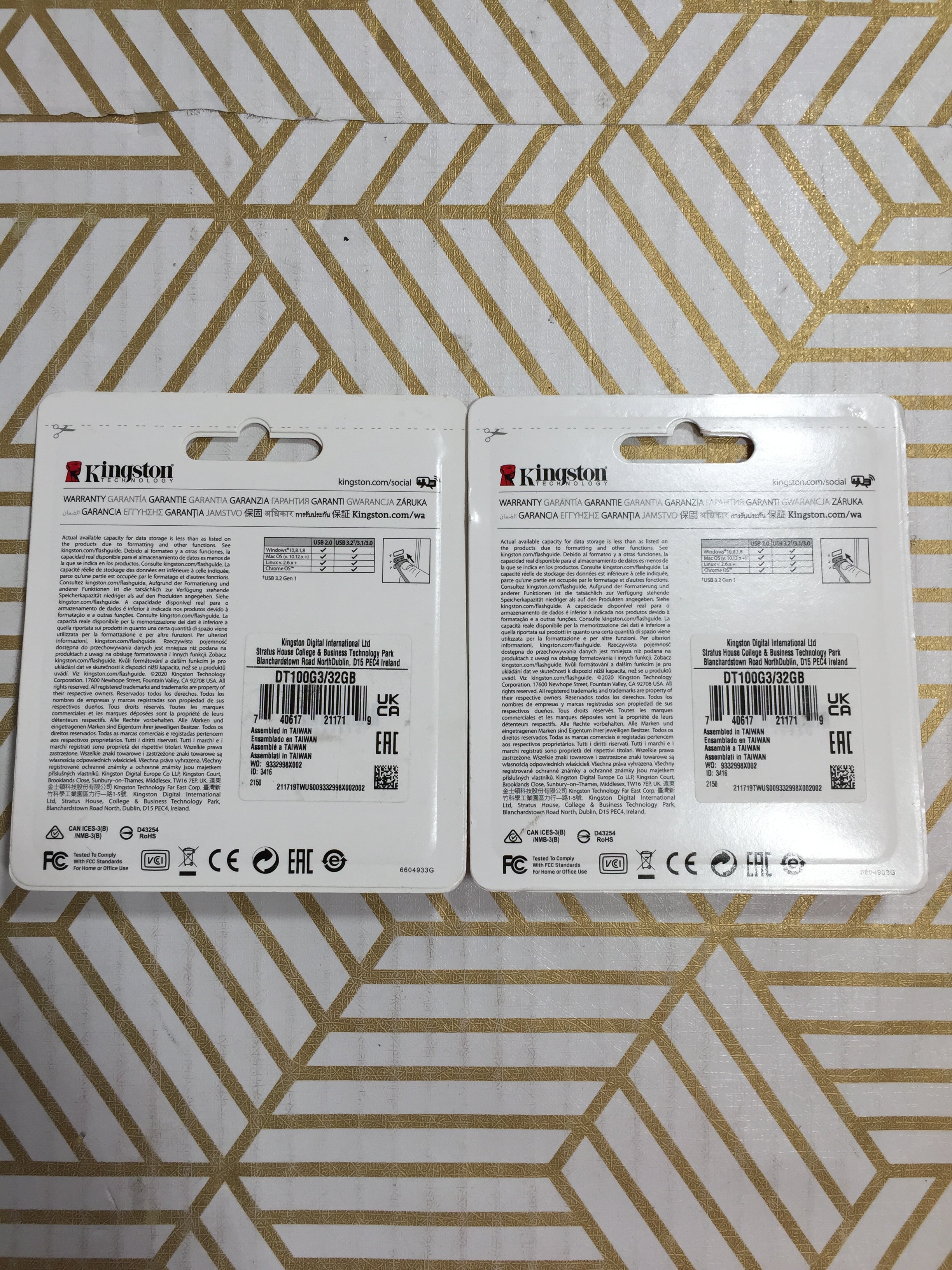 2 PACK - Kingston 32GB 100 G3 USB 3.0 DataTraveler (DT100G3/32GB) Black *SEALED* (7931518779630)
