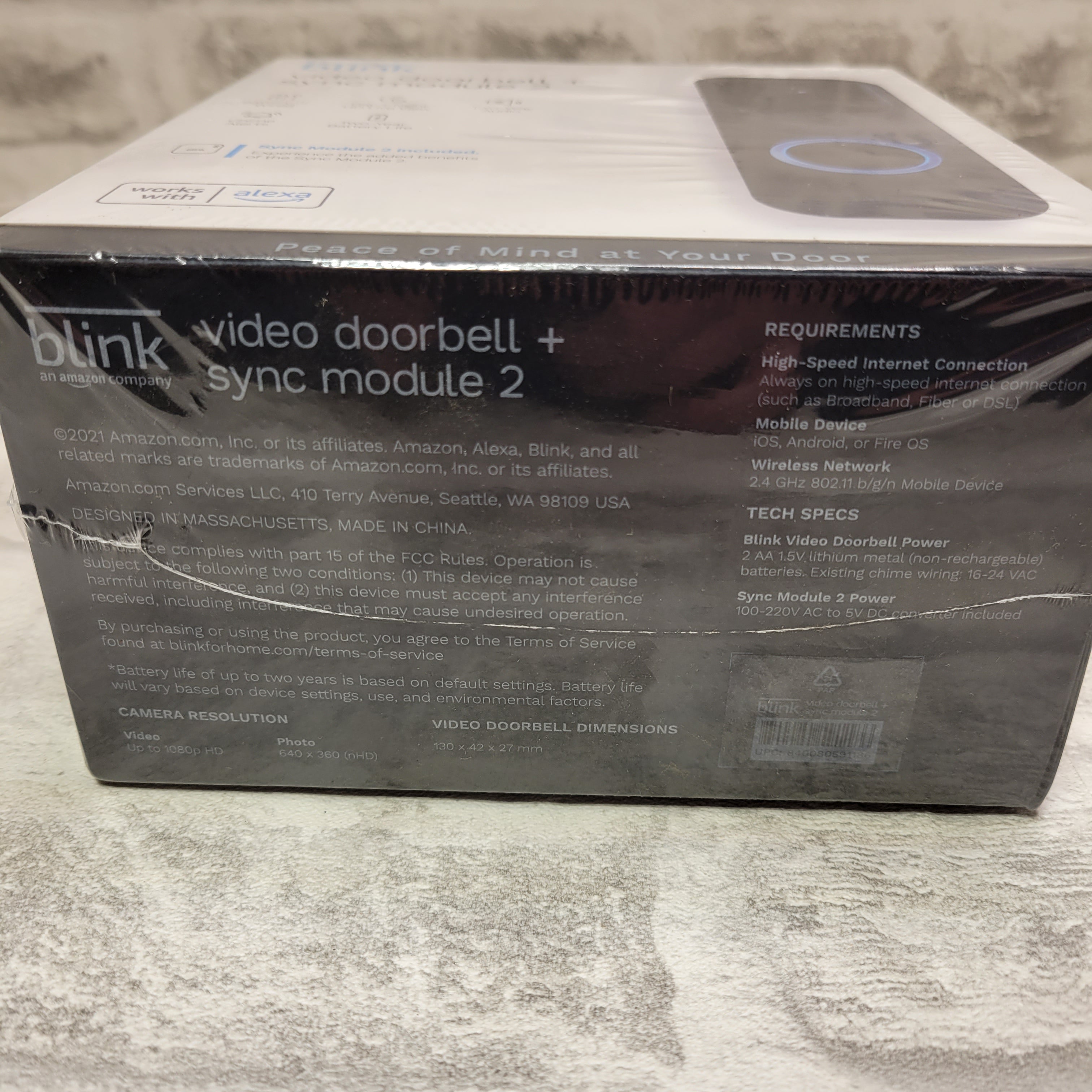 Blink Video Doorbell + Sync Module 2 | Two-way audio, wired or wire-free (Black) (7674248823022)