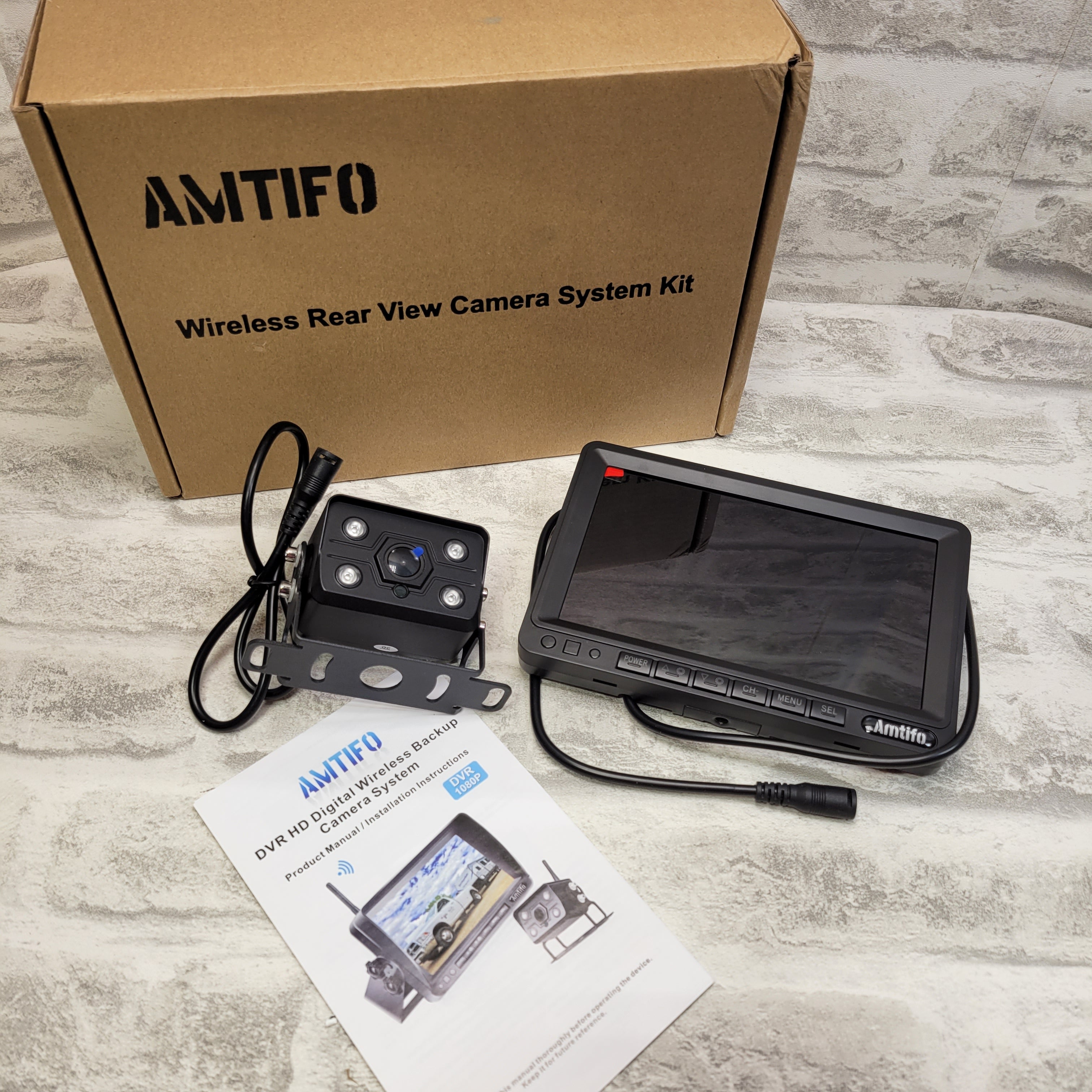 AMTIFO A7 HD 1080P Digital Wireless Backup Camera with 7 Inch DVR Monitor (7576913150190)
