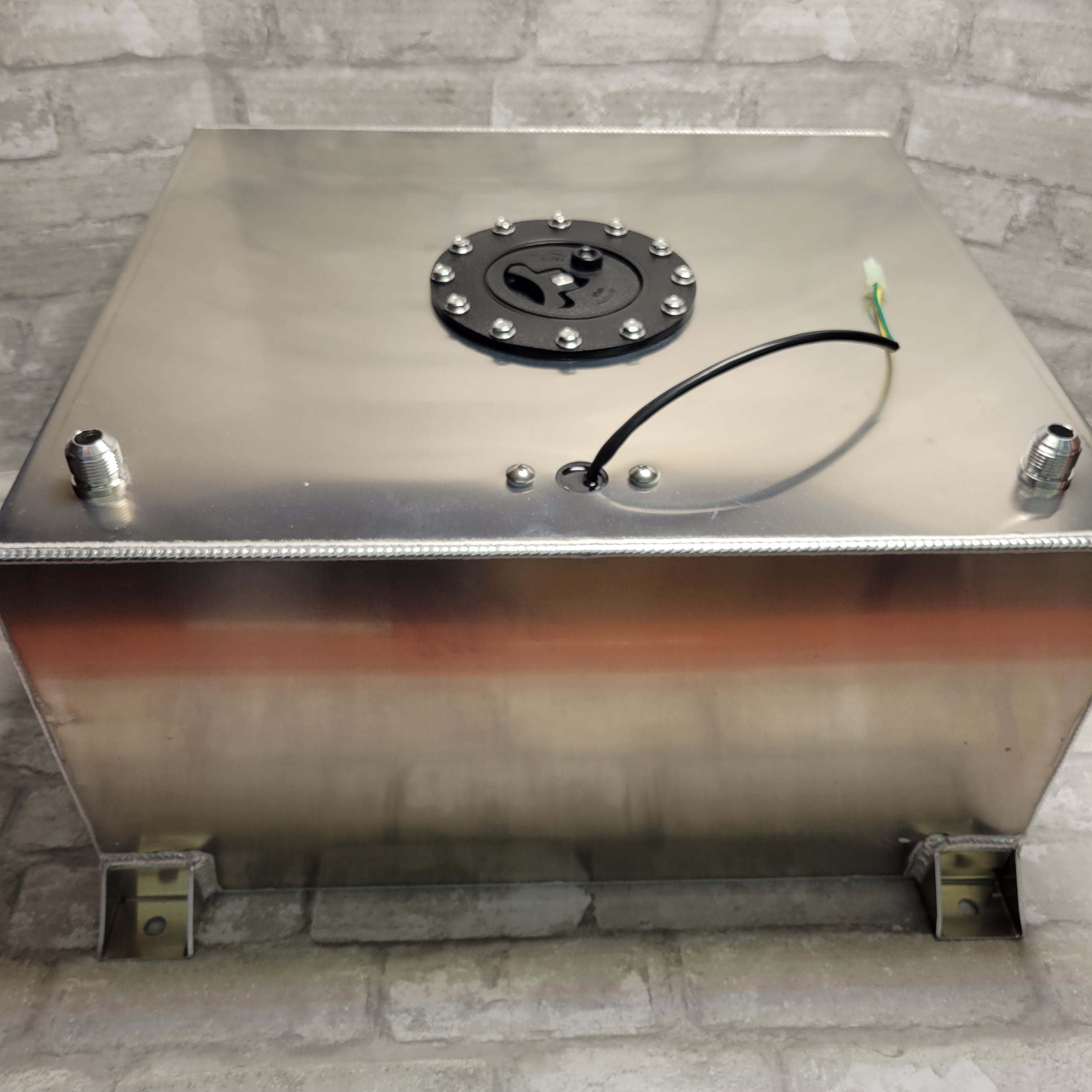 15 Gallon / 57L Fuel Cell Tank Polished Aluminum Racing Drift w/Level Sender (8017982521582)