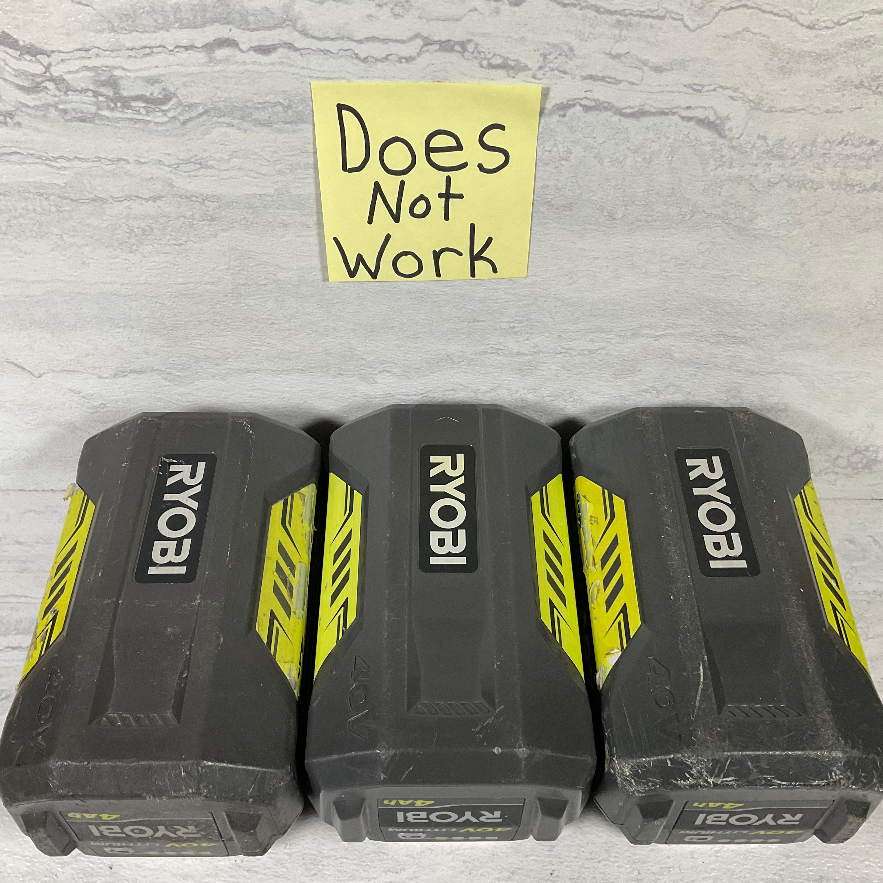 FOR PARTS/NOT WORKING (LOT OF 3) Ryobi OP40401 40V 4Ah Lithium Battery (7198045176046)
