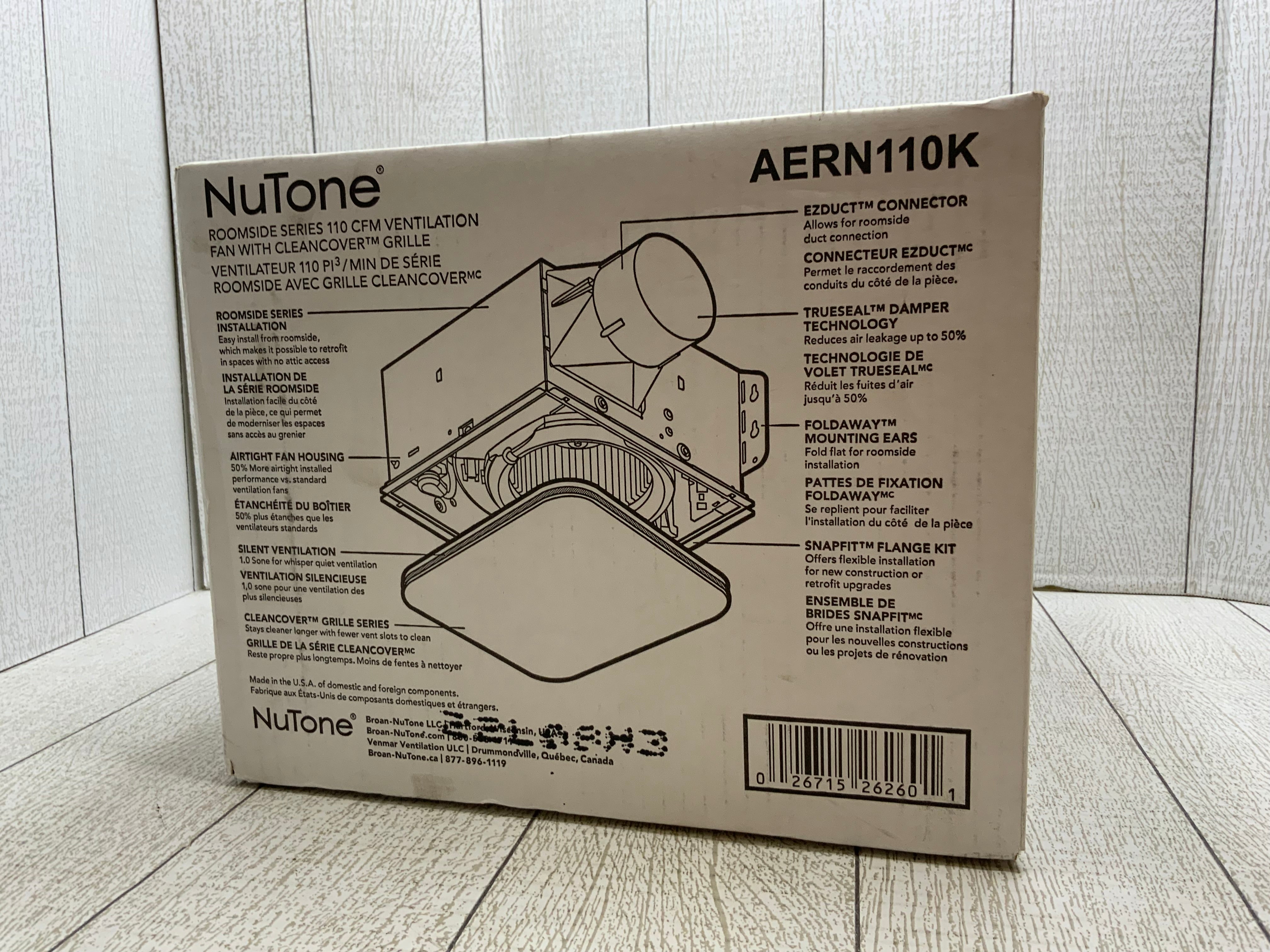 NuTone Roomside Series 110 CFM Bathroom Exhaust Fan Only W/ CleanCover AERN110K (8044589809902)