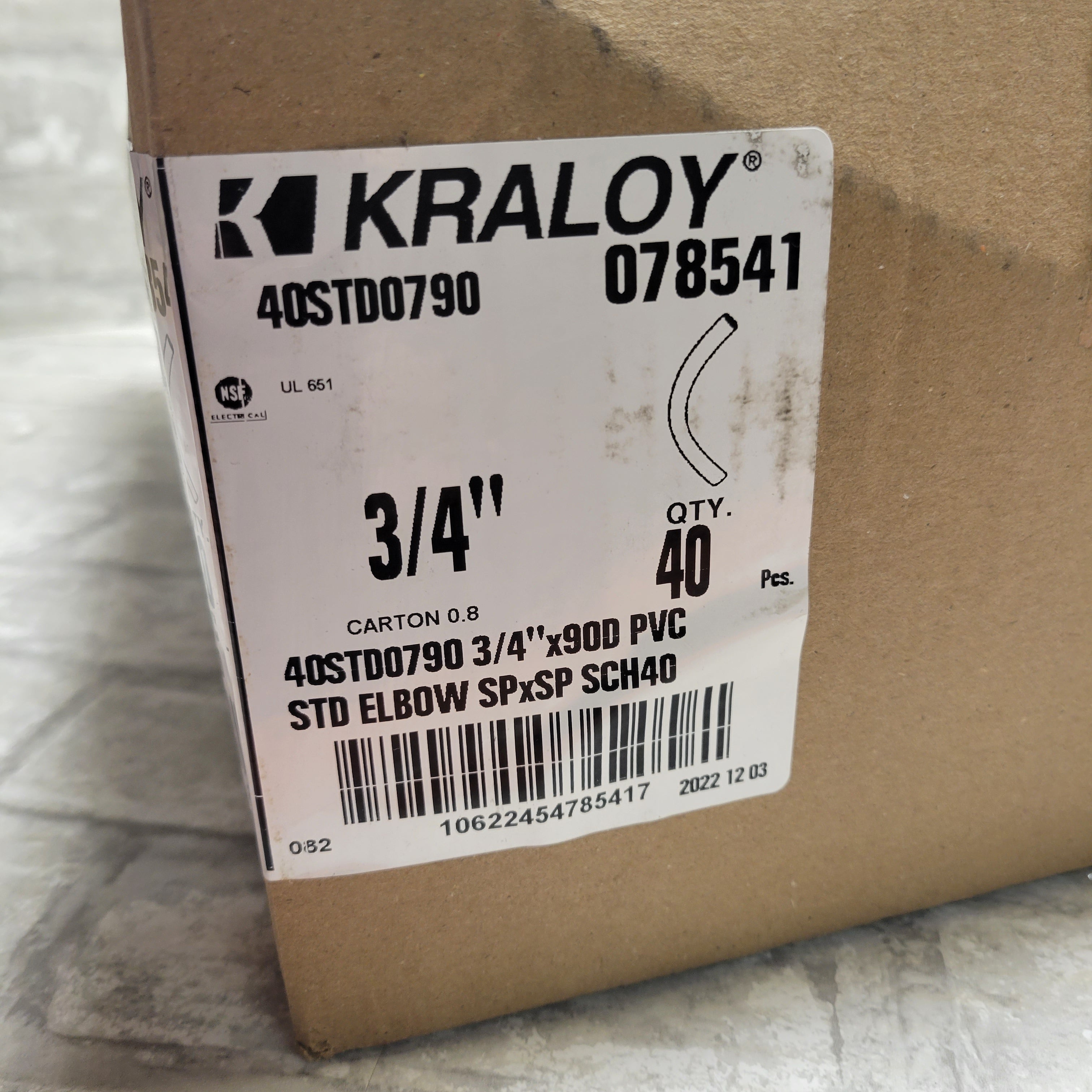 Kraloy Fittings 40STD0790 3/4