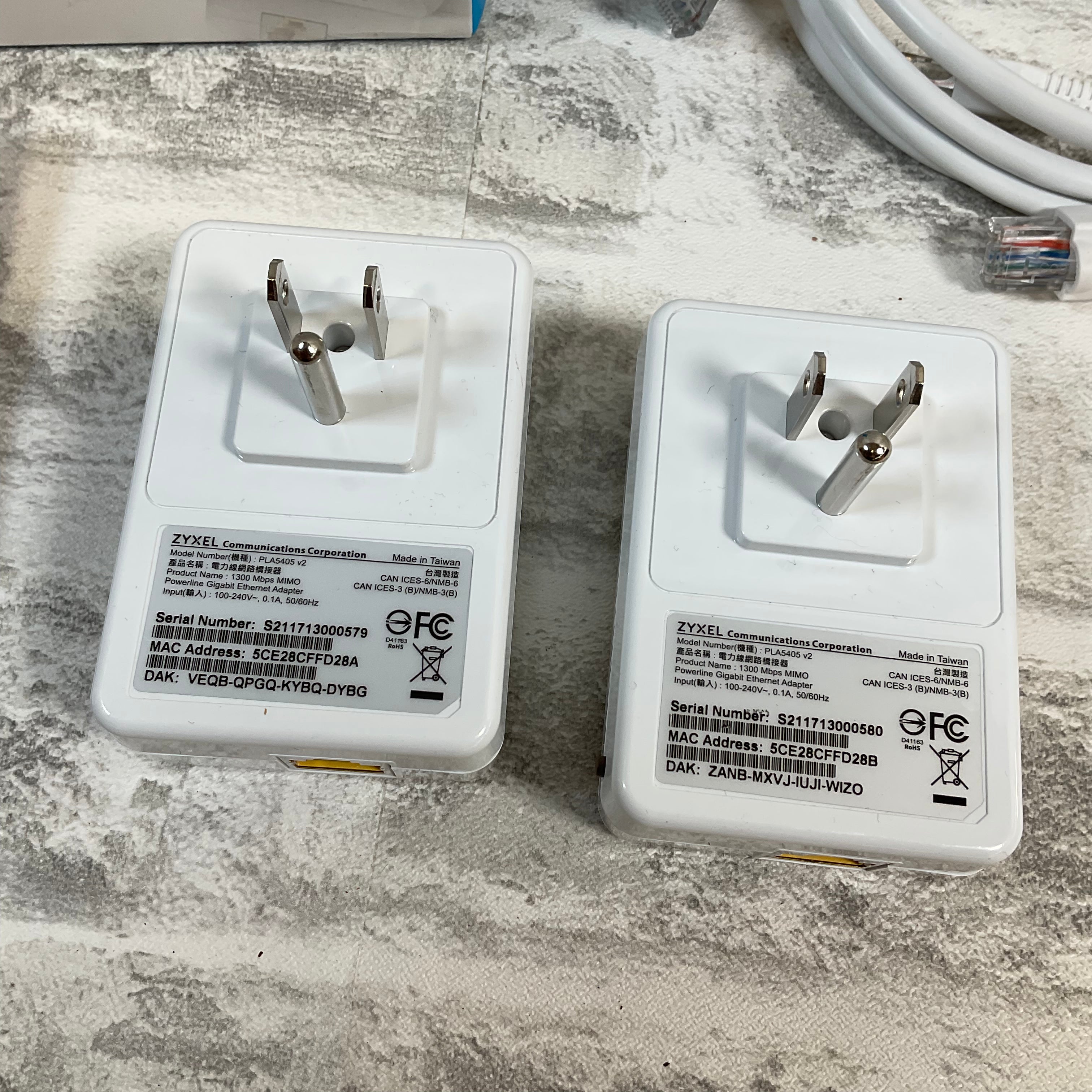 ZyXEL 1300 Mbps MIMO Powerline Gigabit Ethernet Adaptor Pack of 2 [PLA5405v2] (7516411494638)